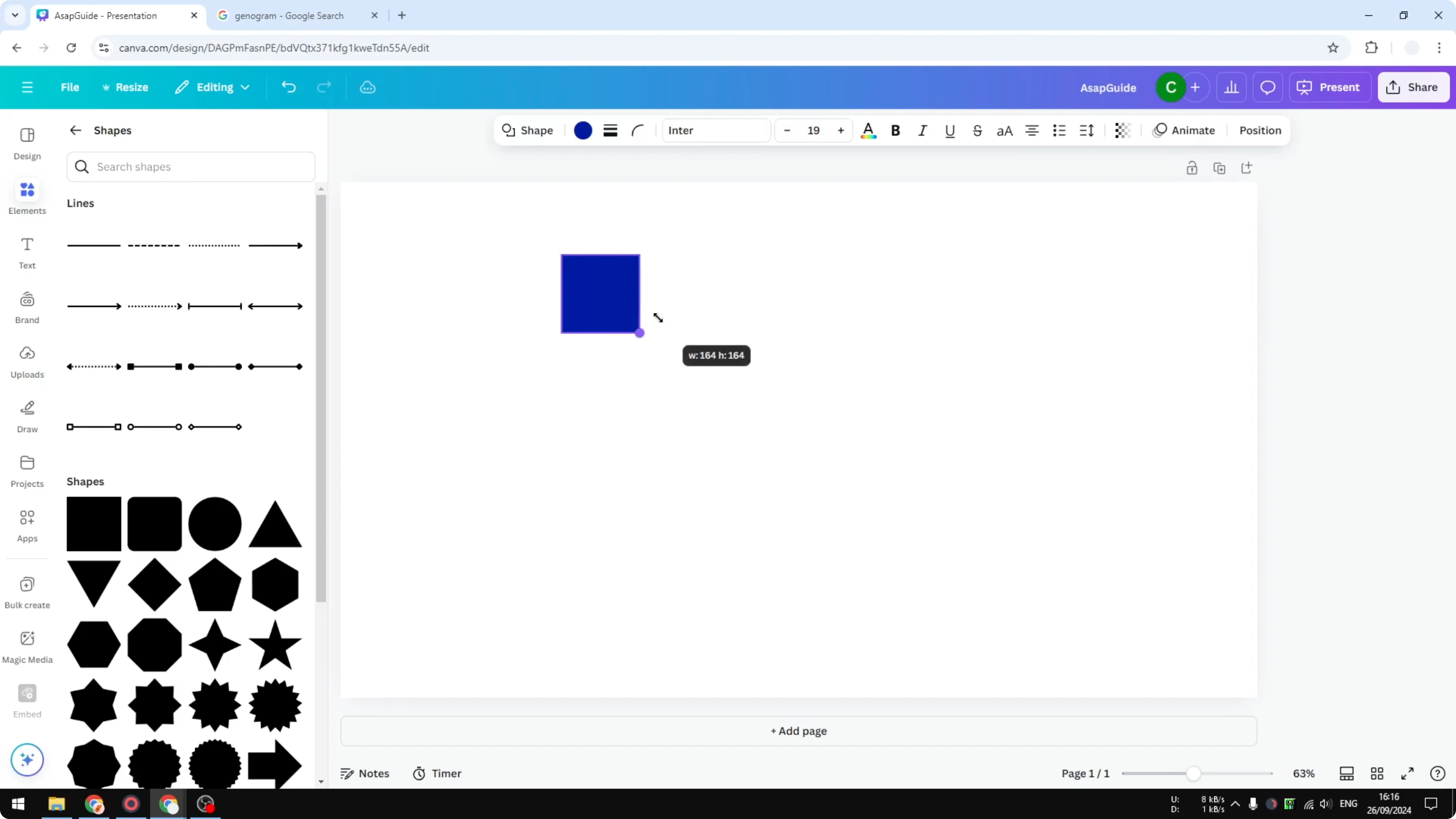 Screenshot from How to Create Genogram in Canva at 57s