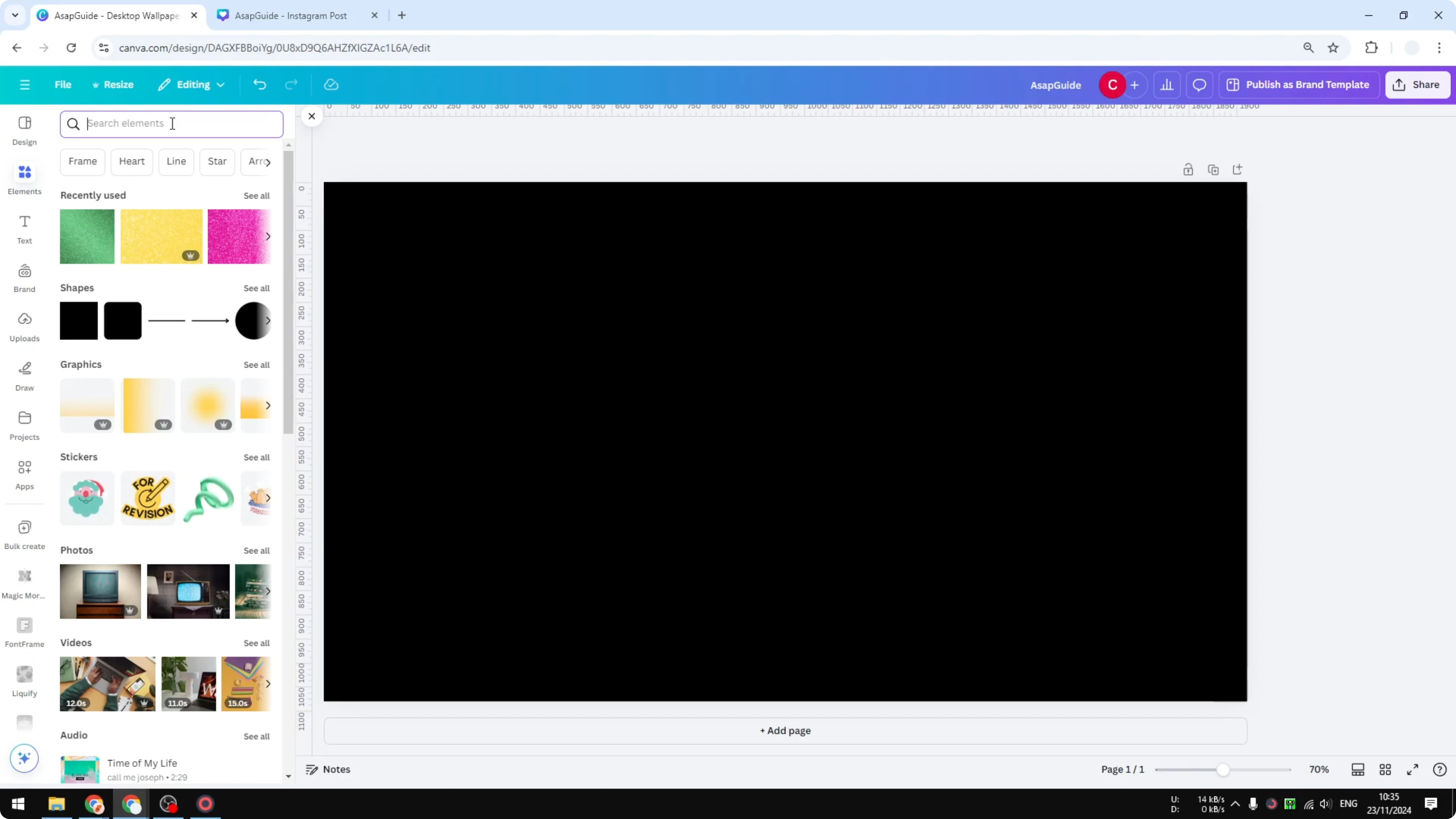 Screenshot from How to Create Glitter Letters in Canva at 117s