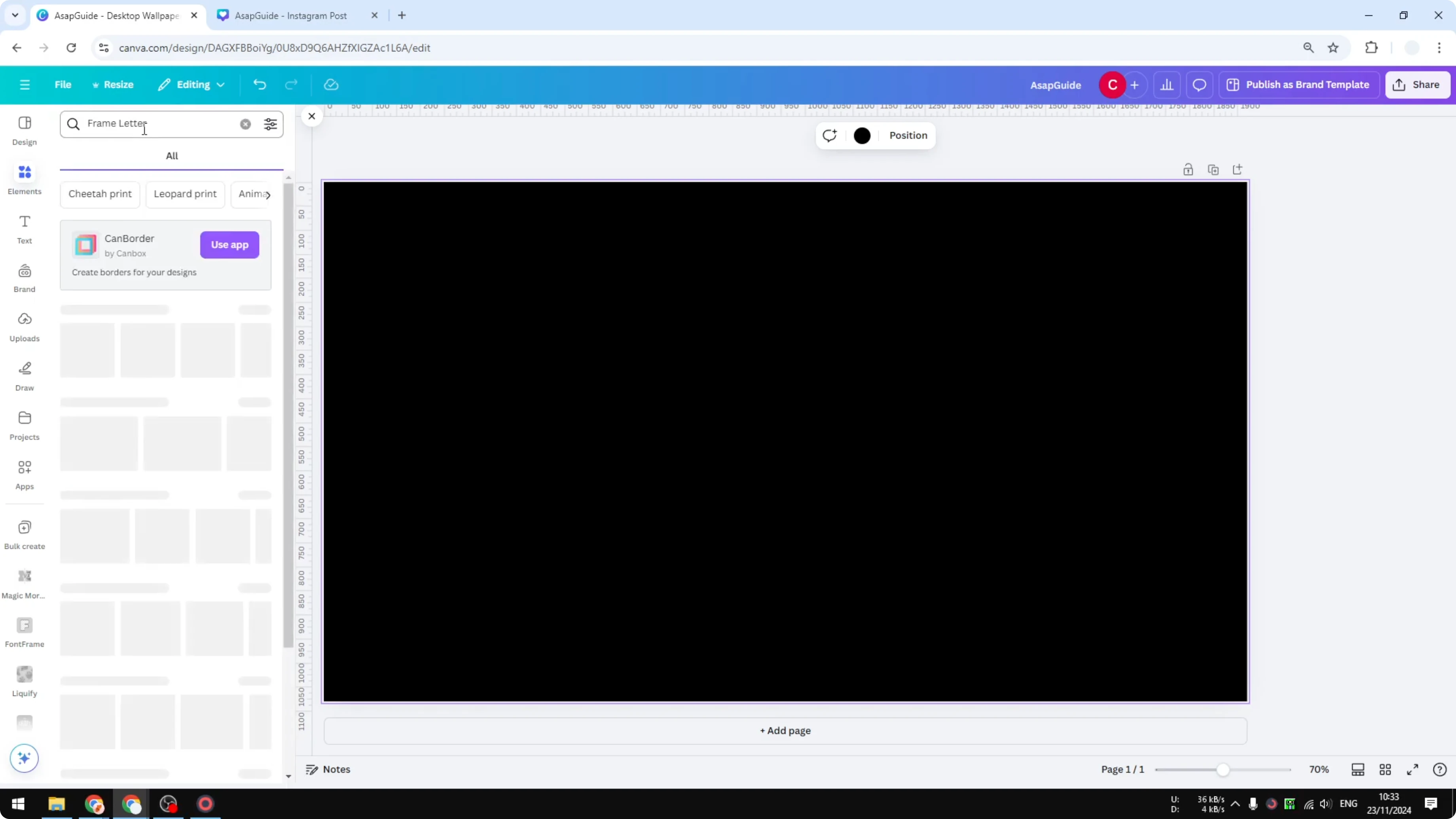 Screenshot from How to Create Glitter Letters in Canva at 37s