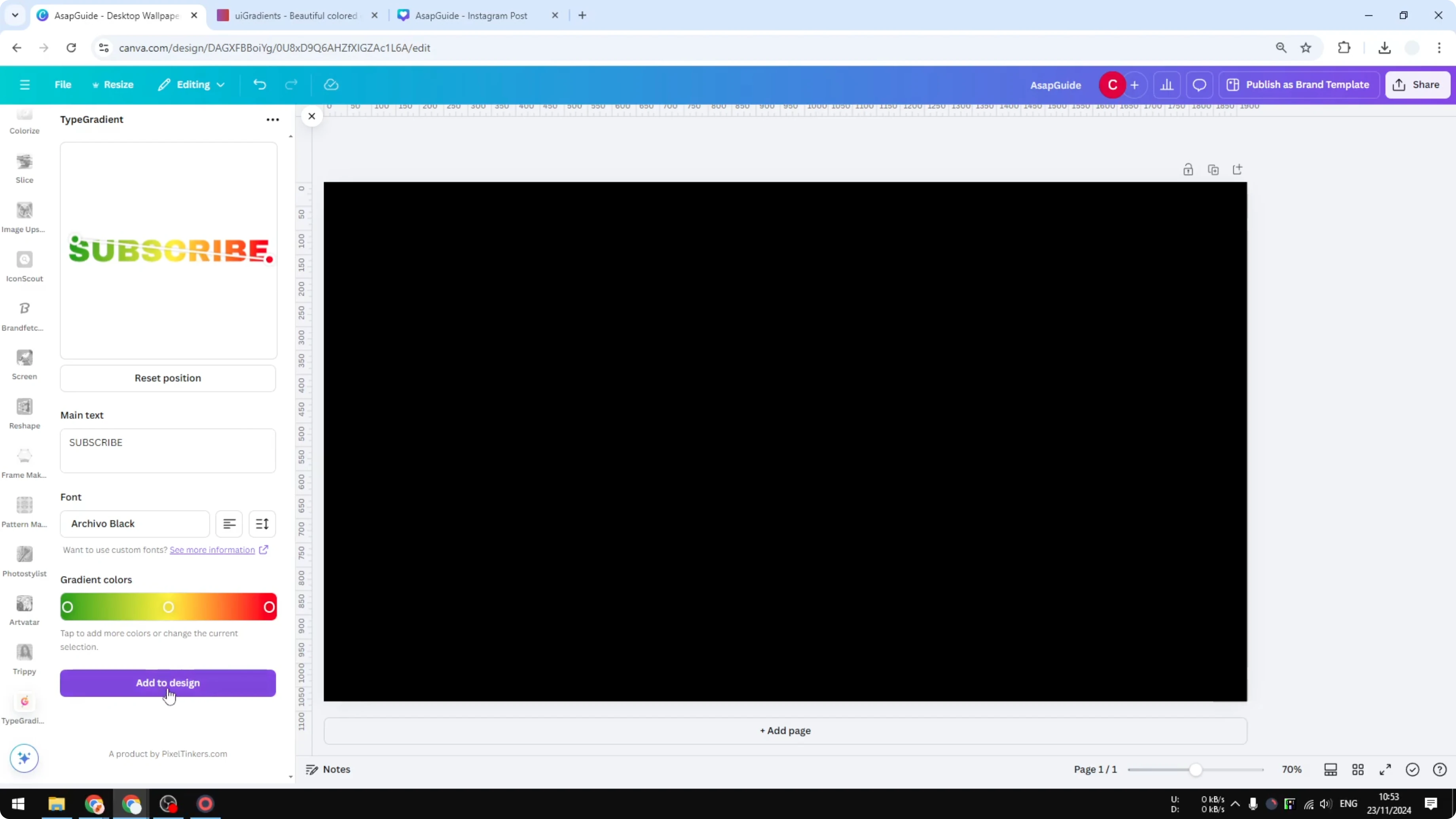 Screenshot from How to Create Gradient Text in Canva at 148s