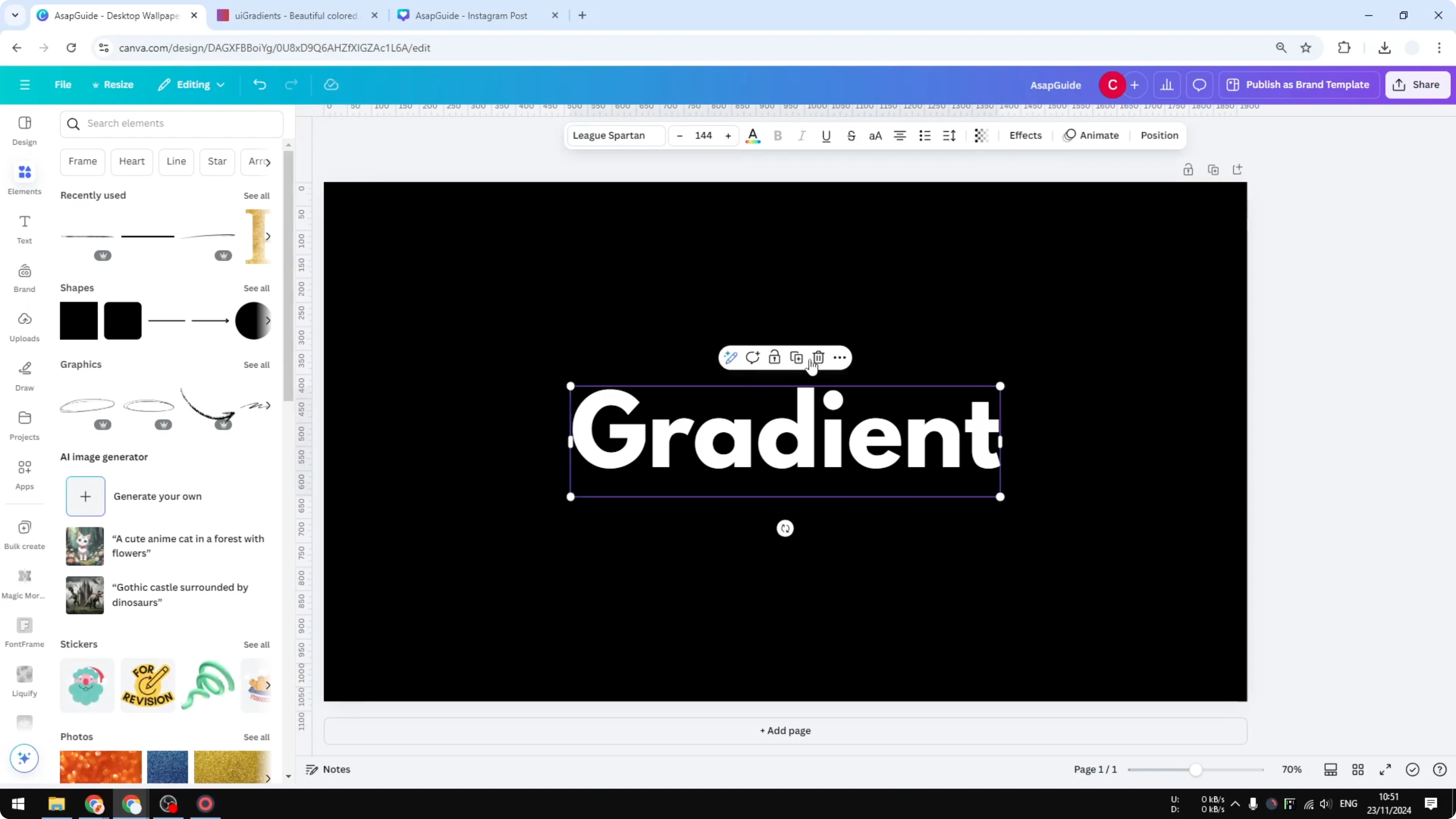 Screenshot from How to Create Gradient Text in Canva at 20s