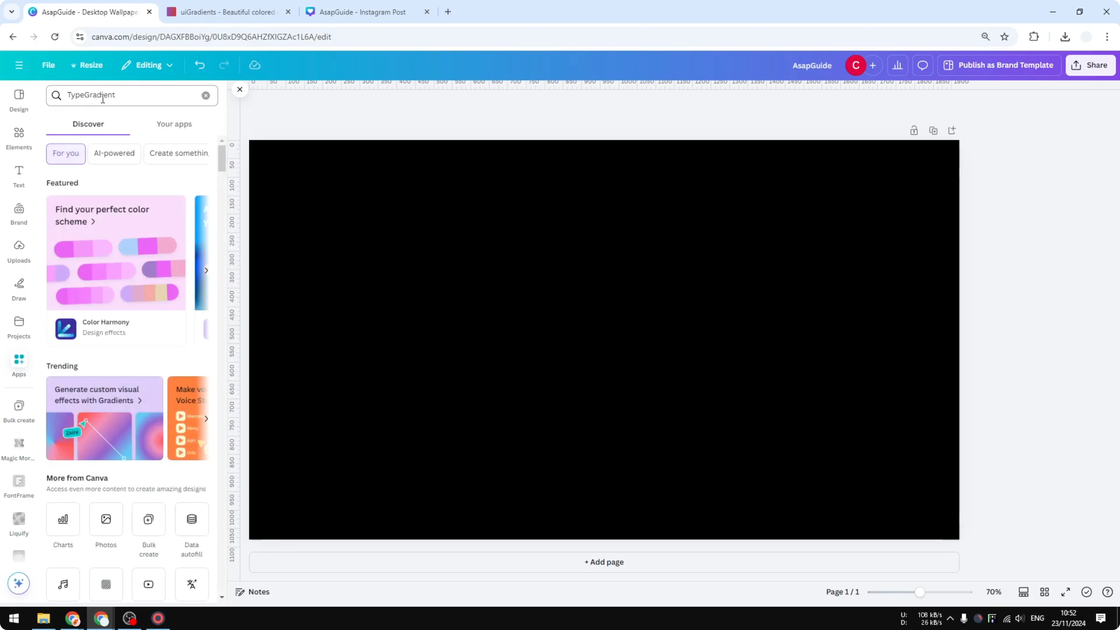 Screenshot from How to Create Gradient Text in Canva at 30s