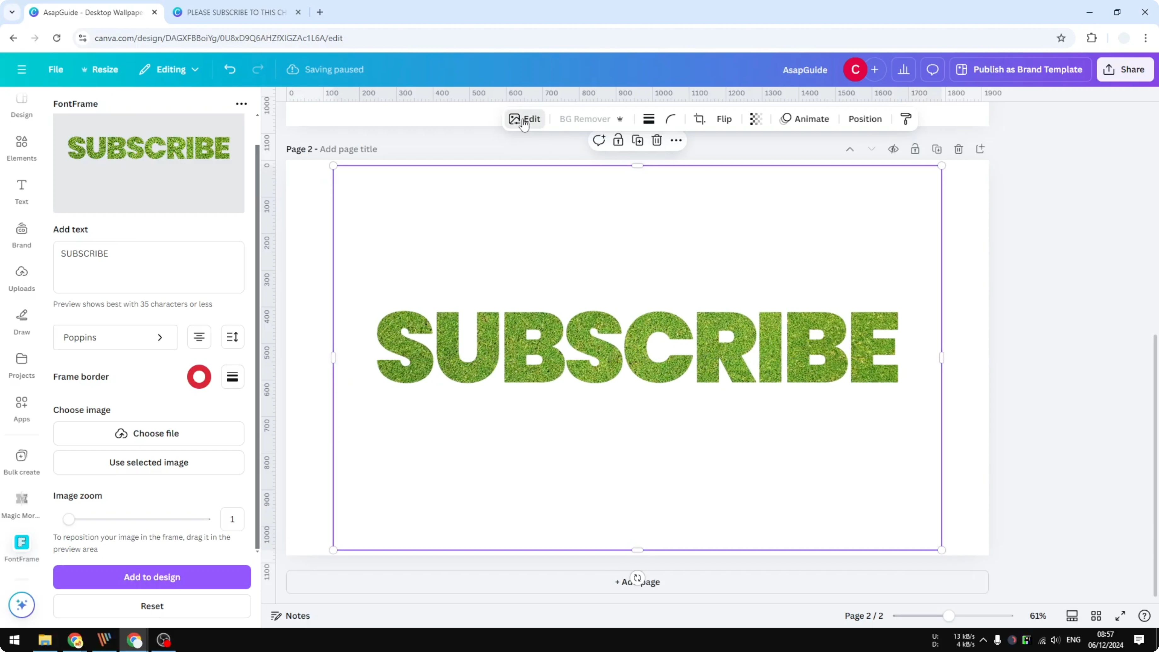 Screenshot from How to Create a Grass Text Effect in Canva at 212s