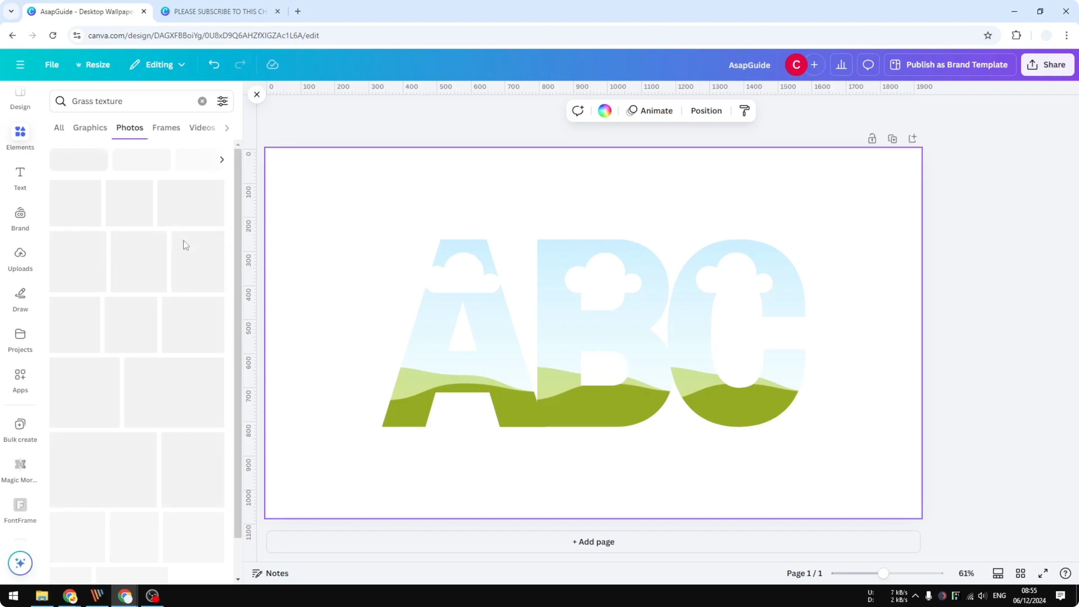 Screenshot from How to Create a Grass Text Effect in Canva at 71s