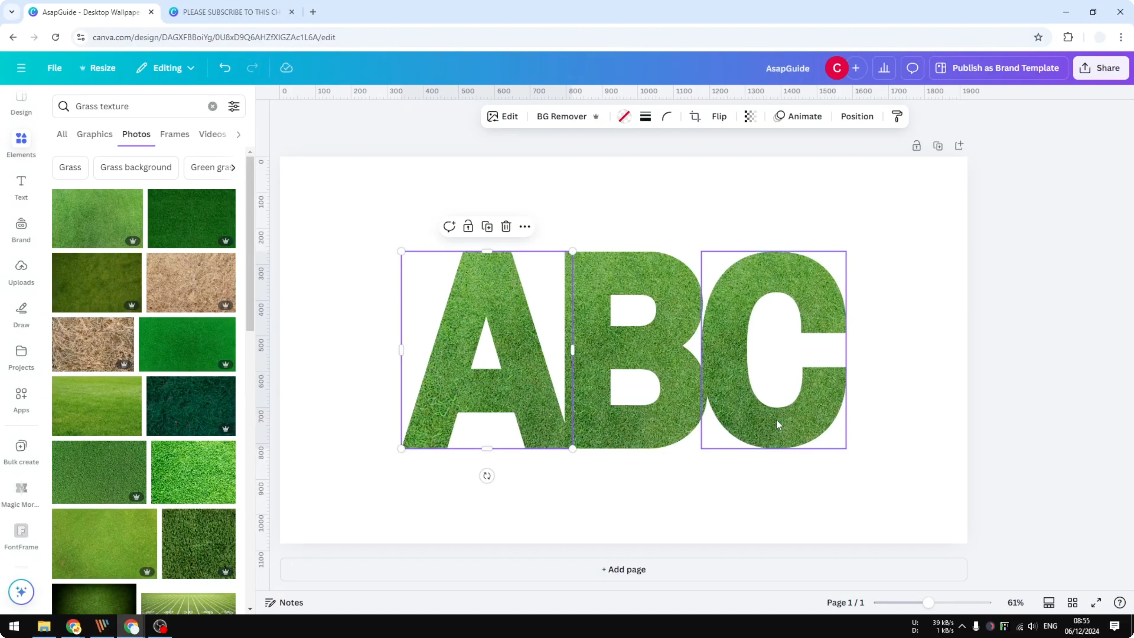 Screenshot from How to Create a Grass Text Effect in Canva at 90s