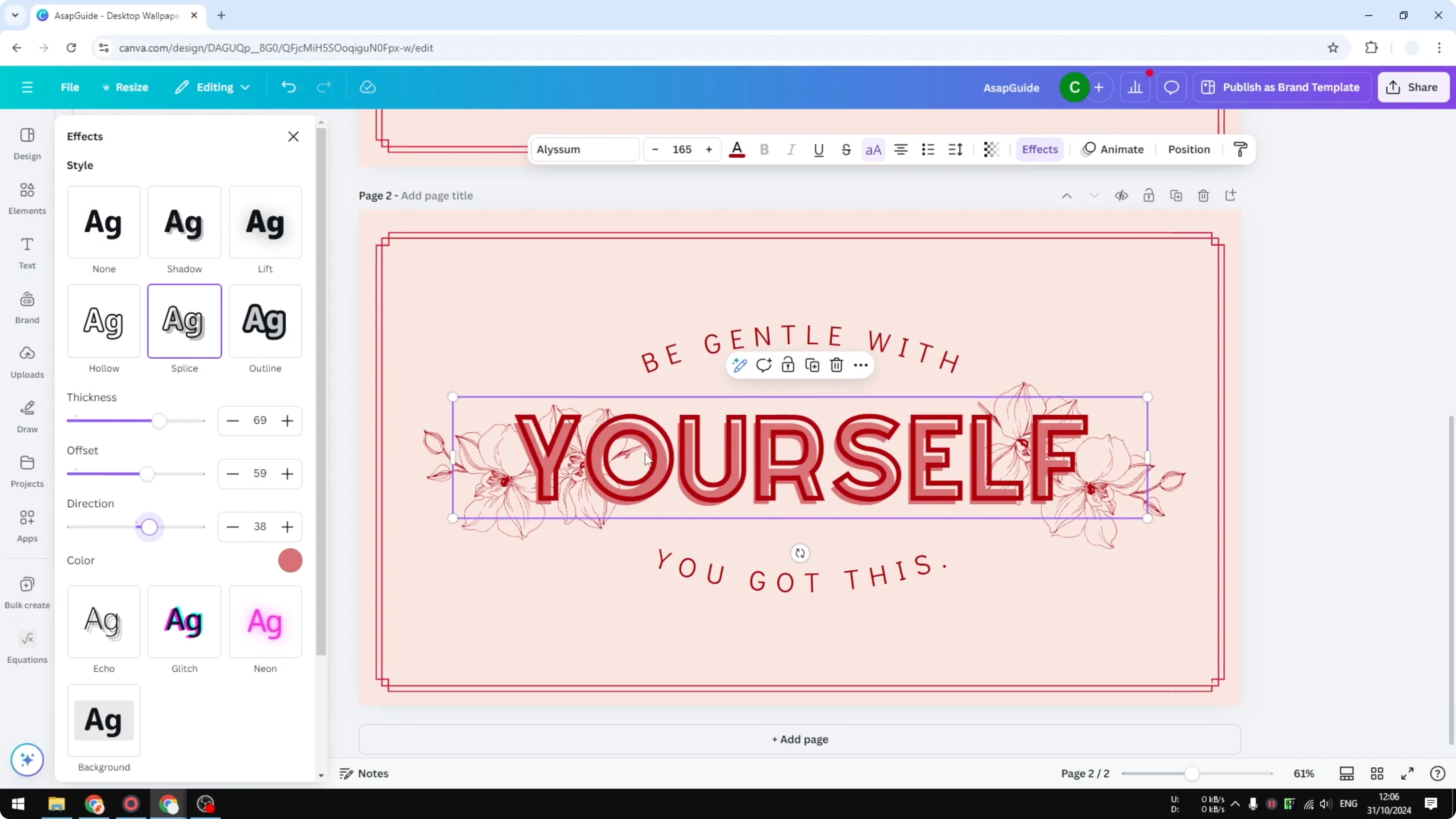 Screenshot from How to Create a Hollow Text Effect in Canva at 110s
