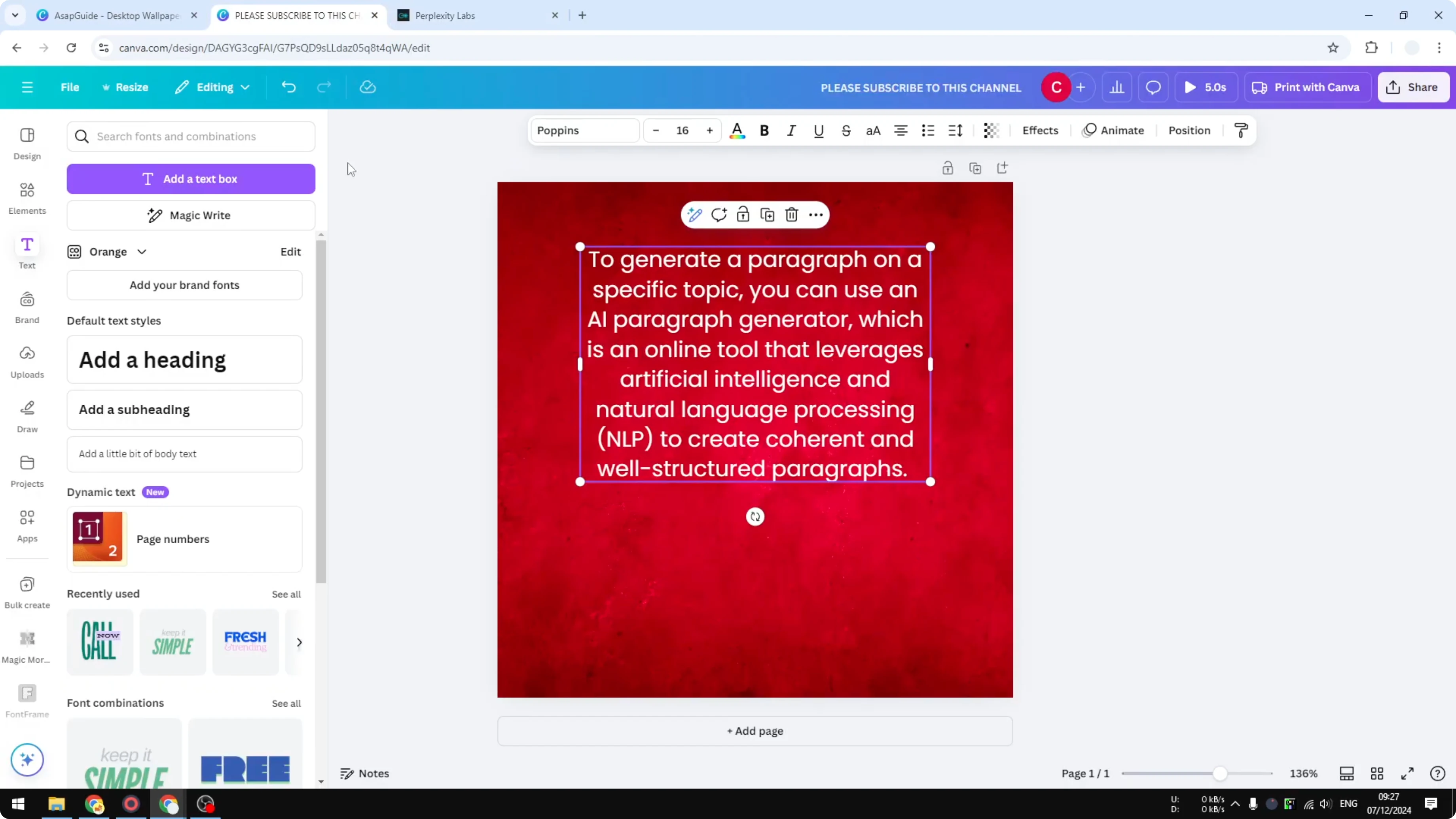 Screenshot from How to Create a Justified Text Effect in Canva at 13s