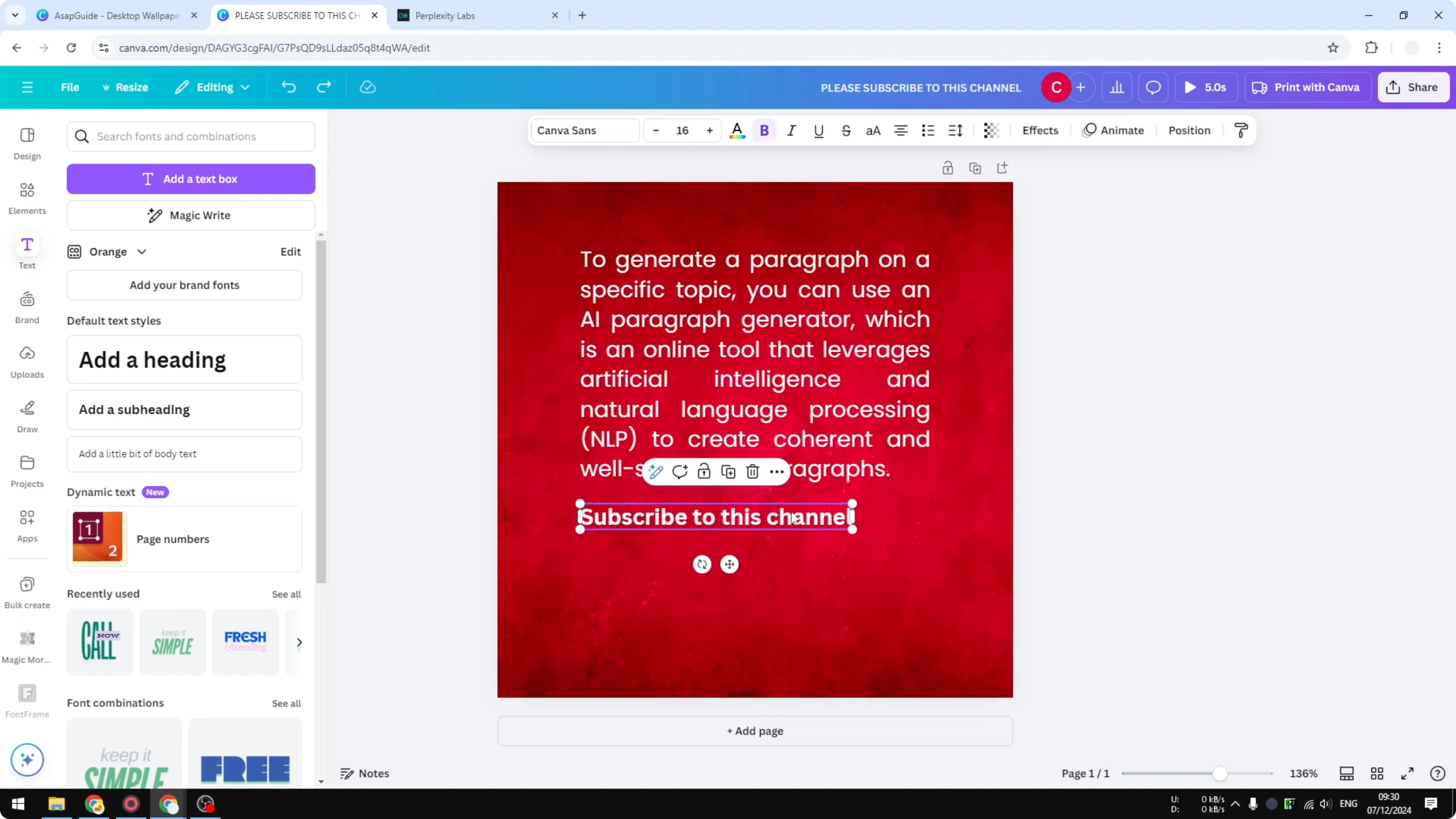 Screenshot from How to Create a Justified Text Effect in Canva at 146s