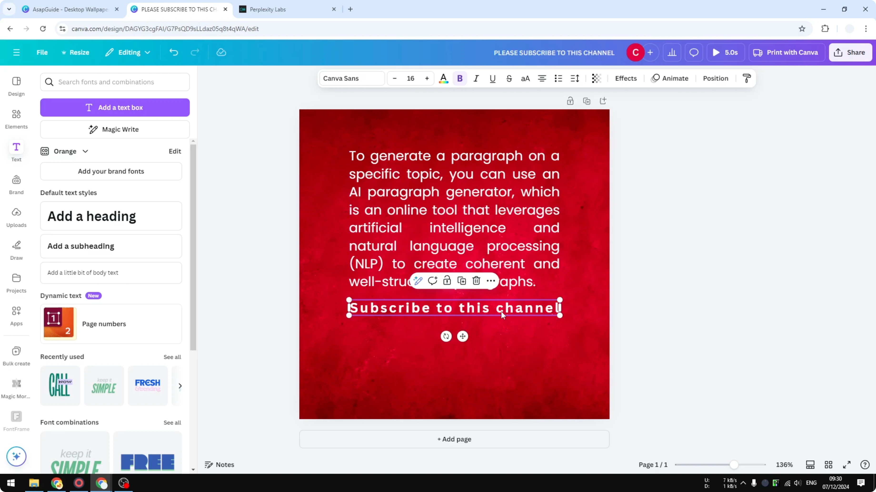 Screenshot from How to Create a Justified Text Effect in Canva at 154s