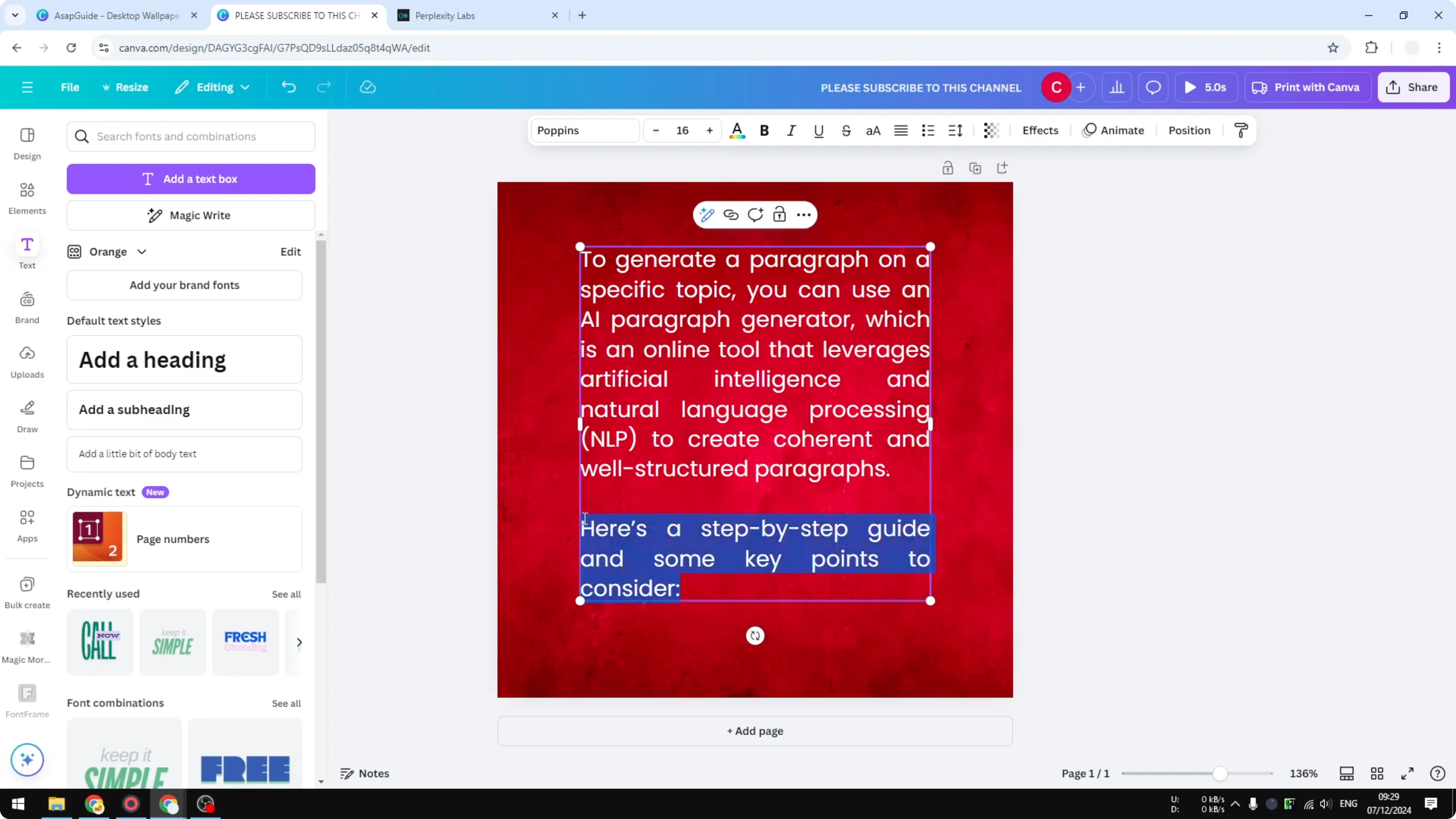 Screenshot from How to Create a Justified Text Effect in Canva at 84s