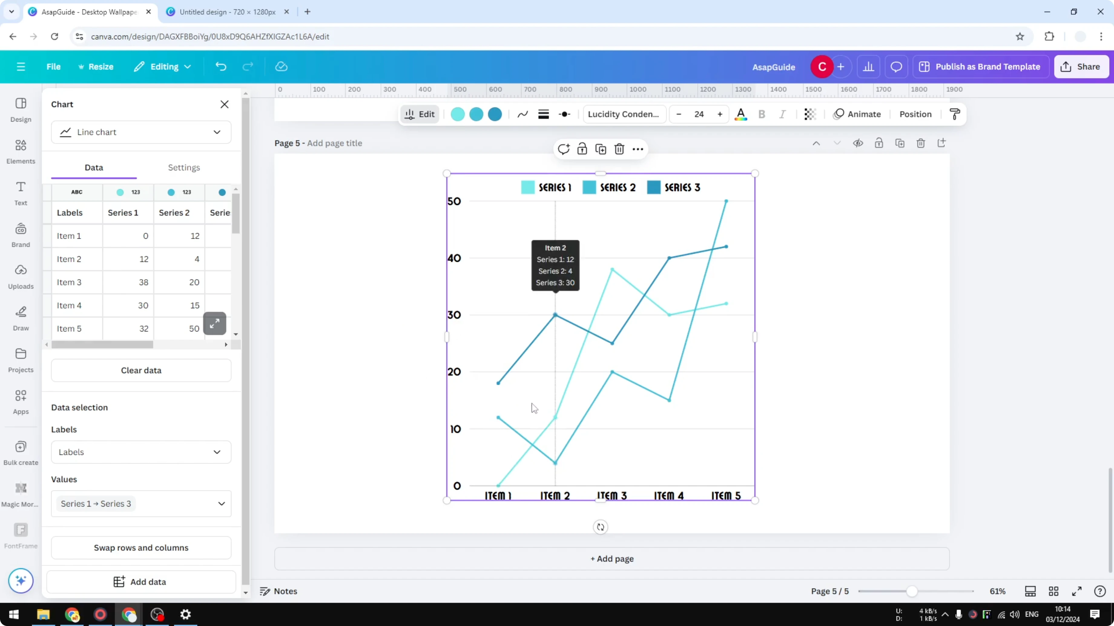 Screenshot from How to Create a Line Graph in Canva at 39s