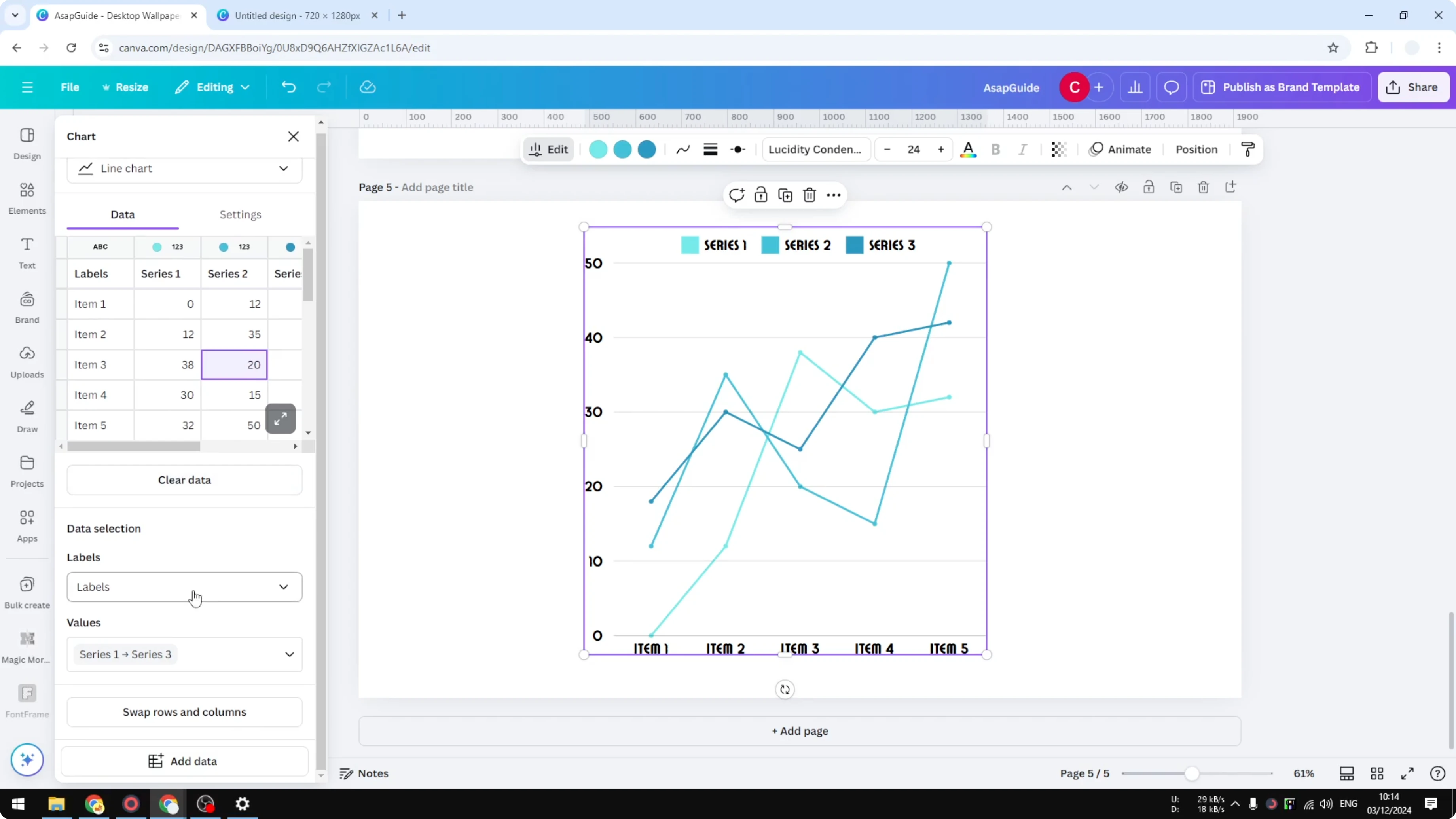 Screenshot from How to Create a Line Graph in Canva at 67s
