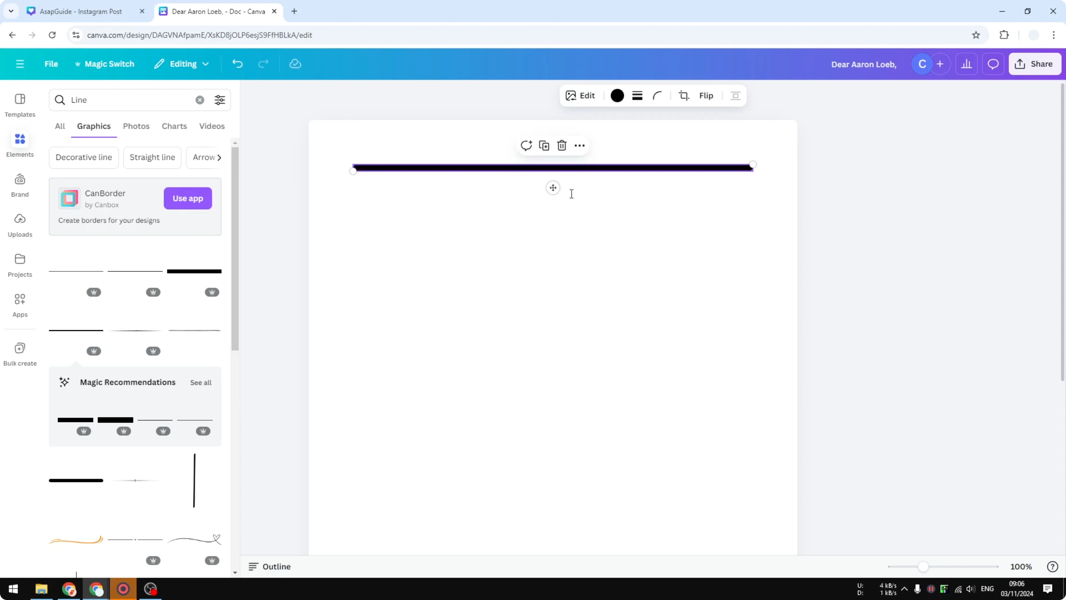 Screenshot from How to Create Lined Pages in Canva at 48s