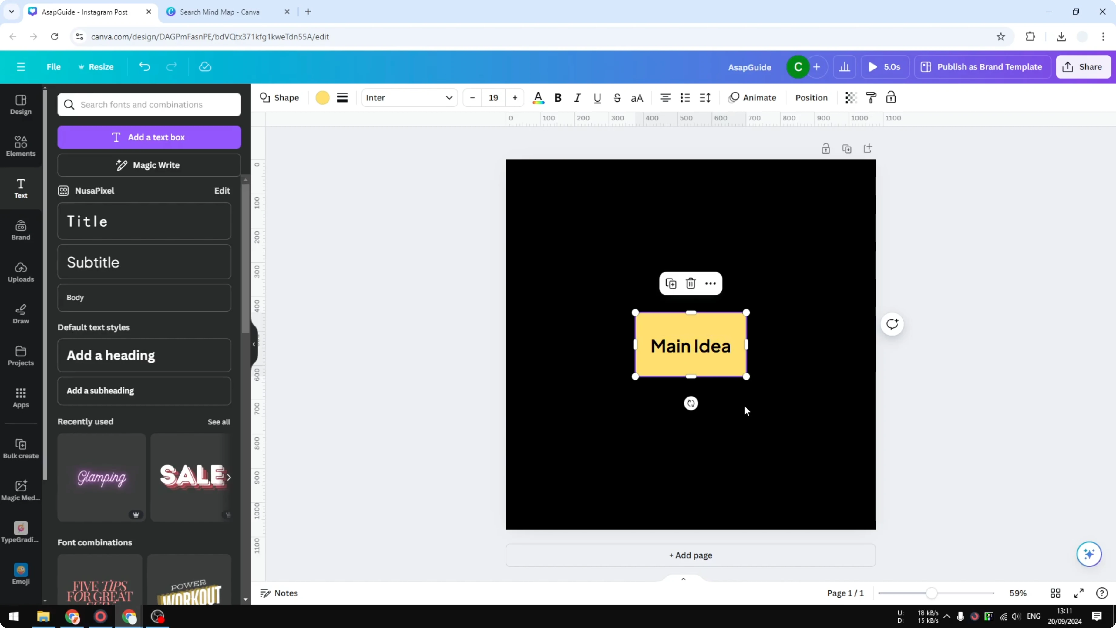 Screenshot from How to Create a Mind Map in Canva at 138s
