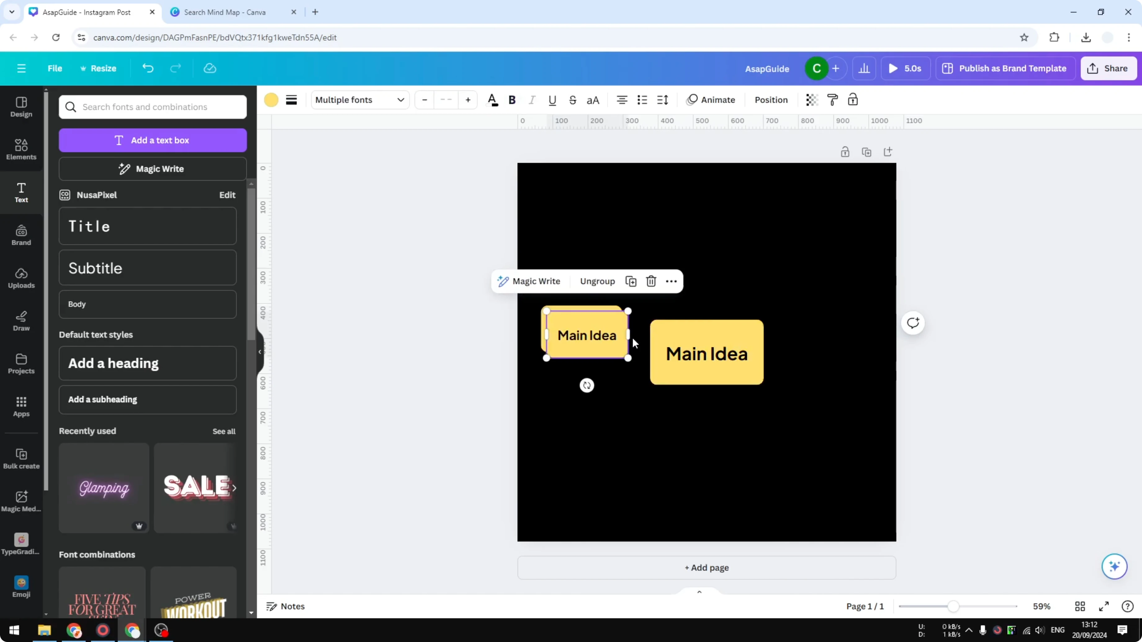 Screenshot from How to Create a Mind Map in Canva at 156s