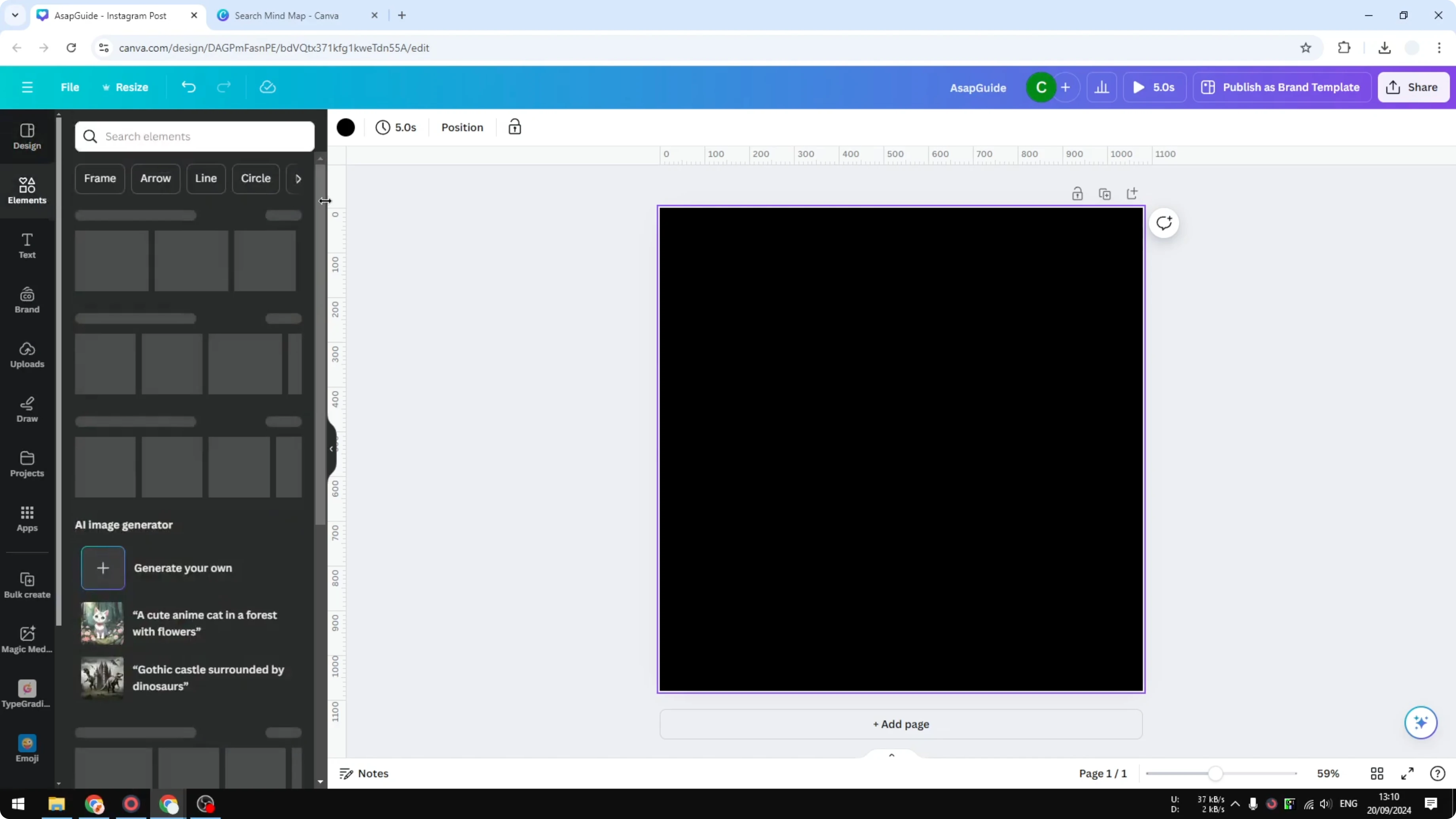 Screenshot from How to Create a Mind Map in Canva at 52s