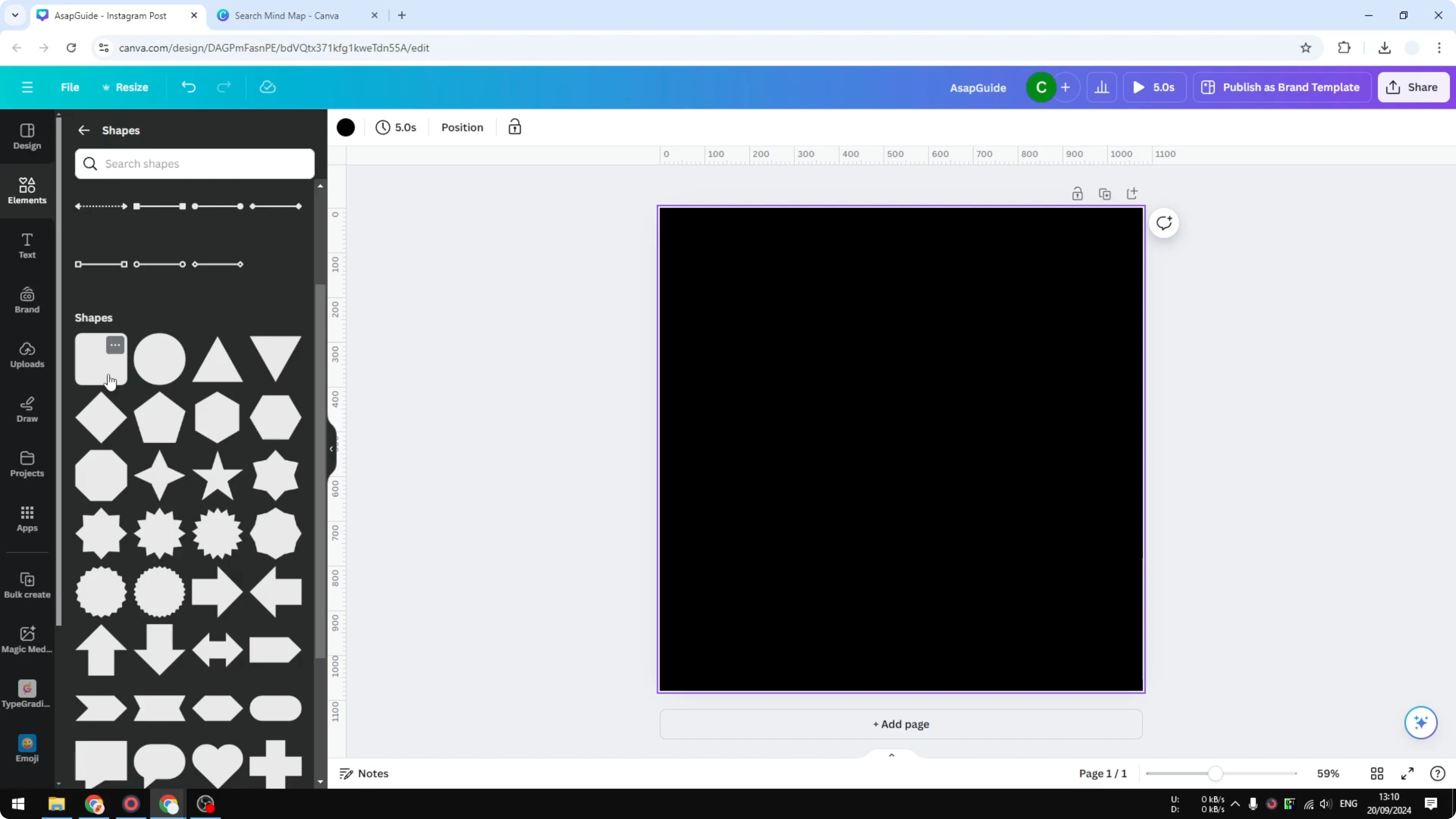Screenshot from How to Create a Mind Map in Canva at 62s