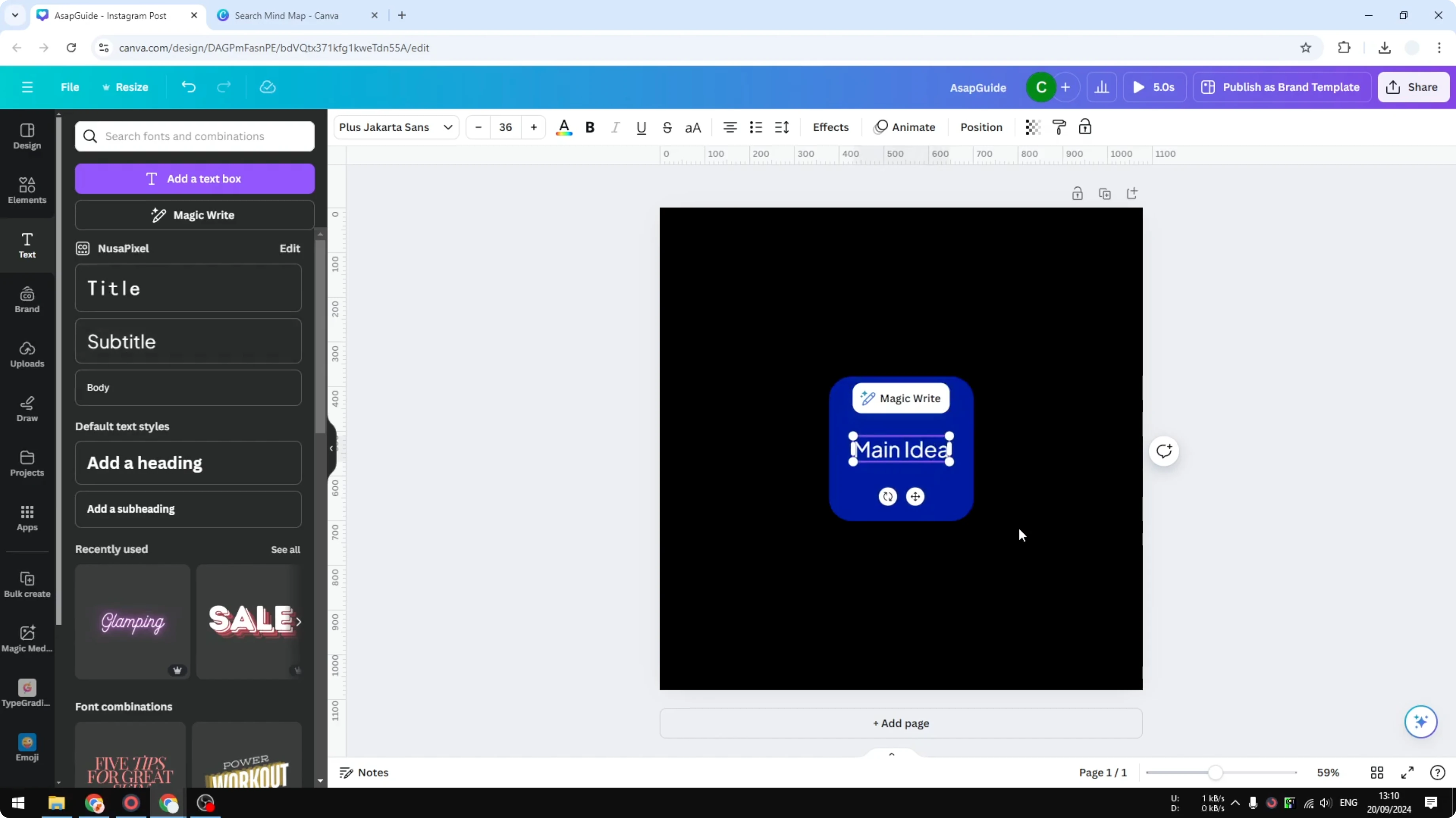 Screenshot from How to Create a Mind Map in Canva at 91s