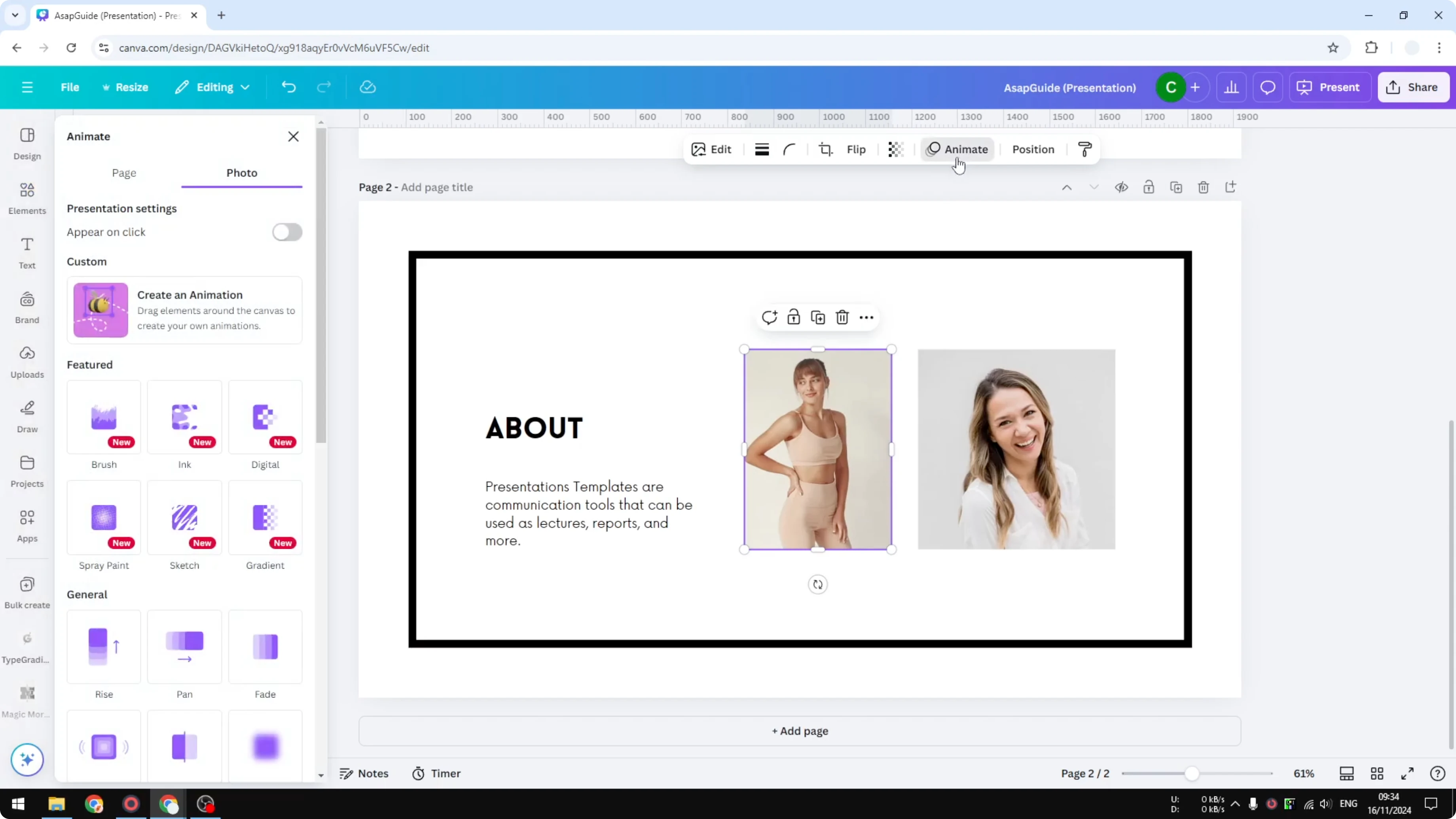 Screenshot from How to Create Motion Path Animations in Canva at 52s