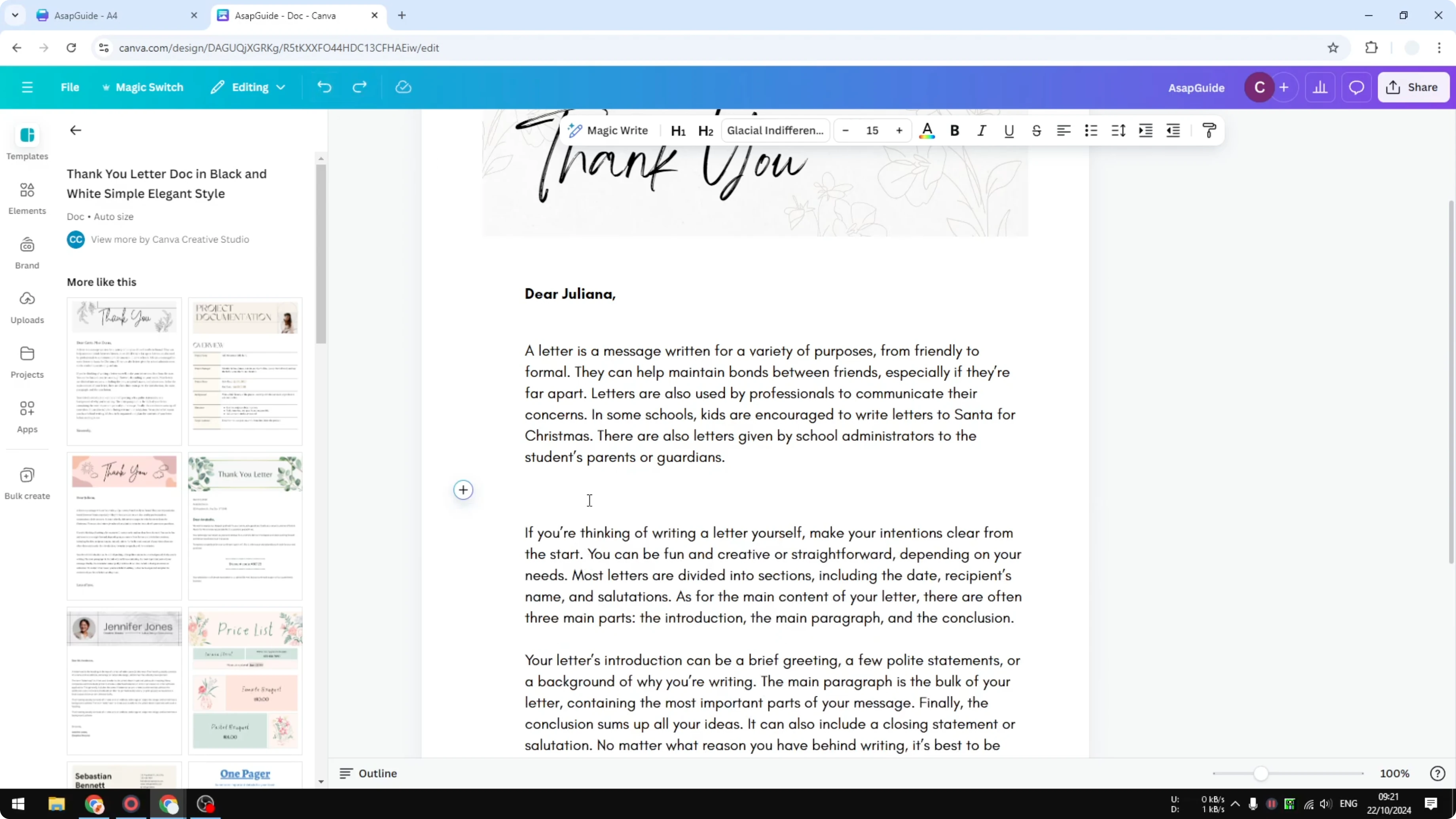 Screenshot from How to Create a Pagebreak in Canva Docs at 61s