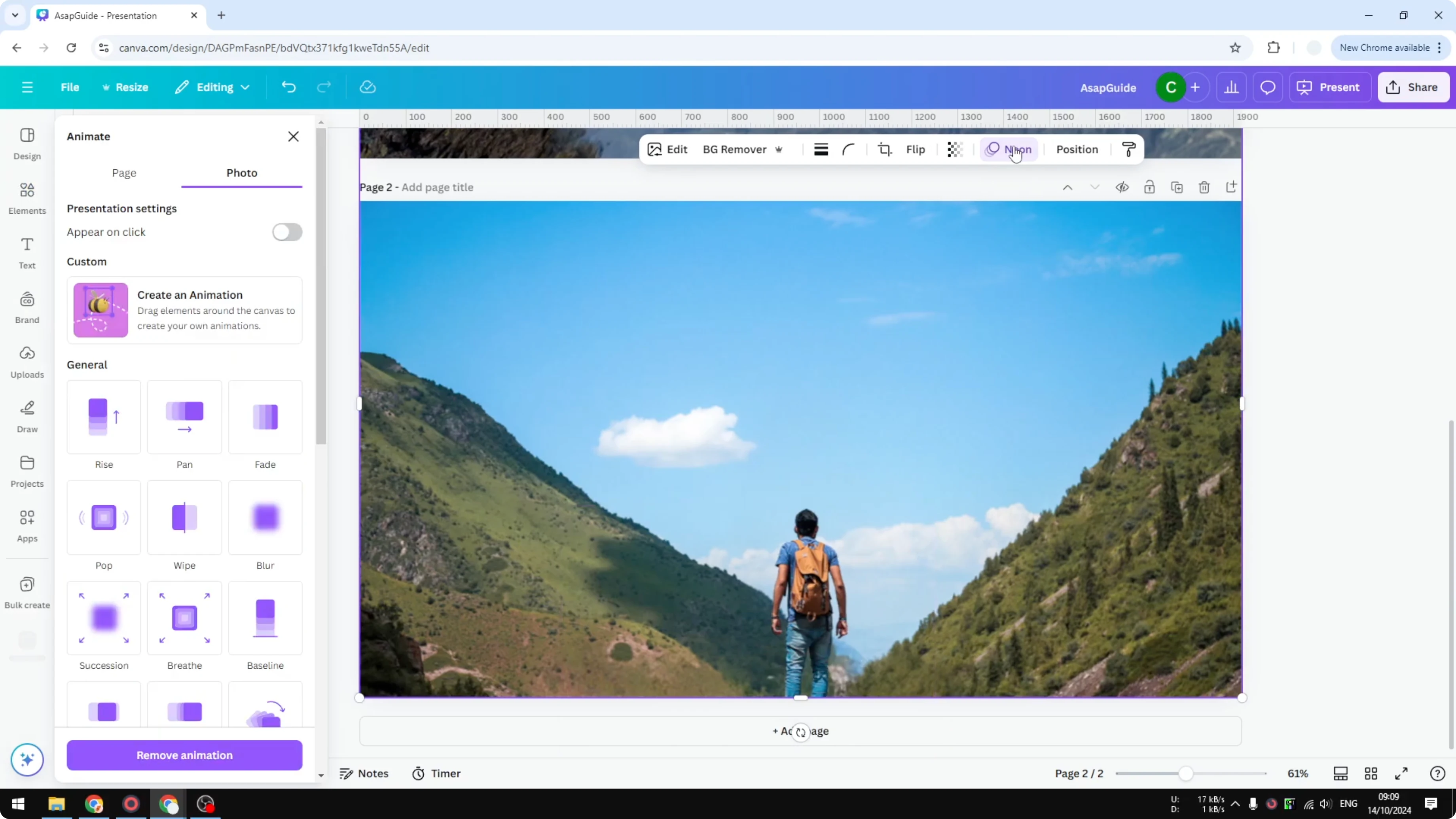Screenshot from How to Create Parallax 3D Effect in Canva at 191s