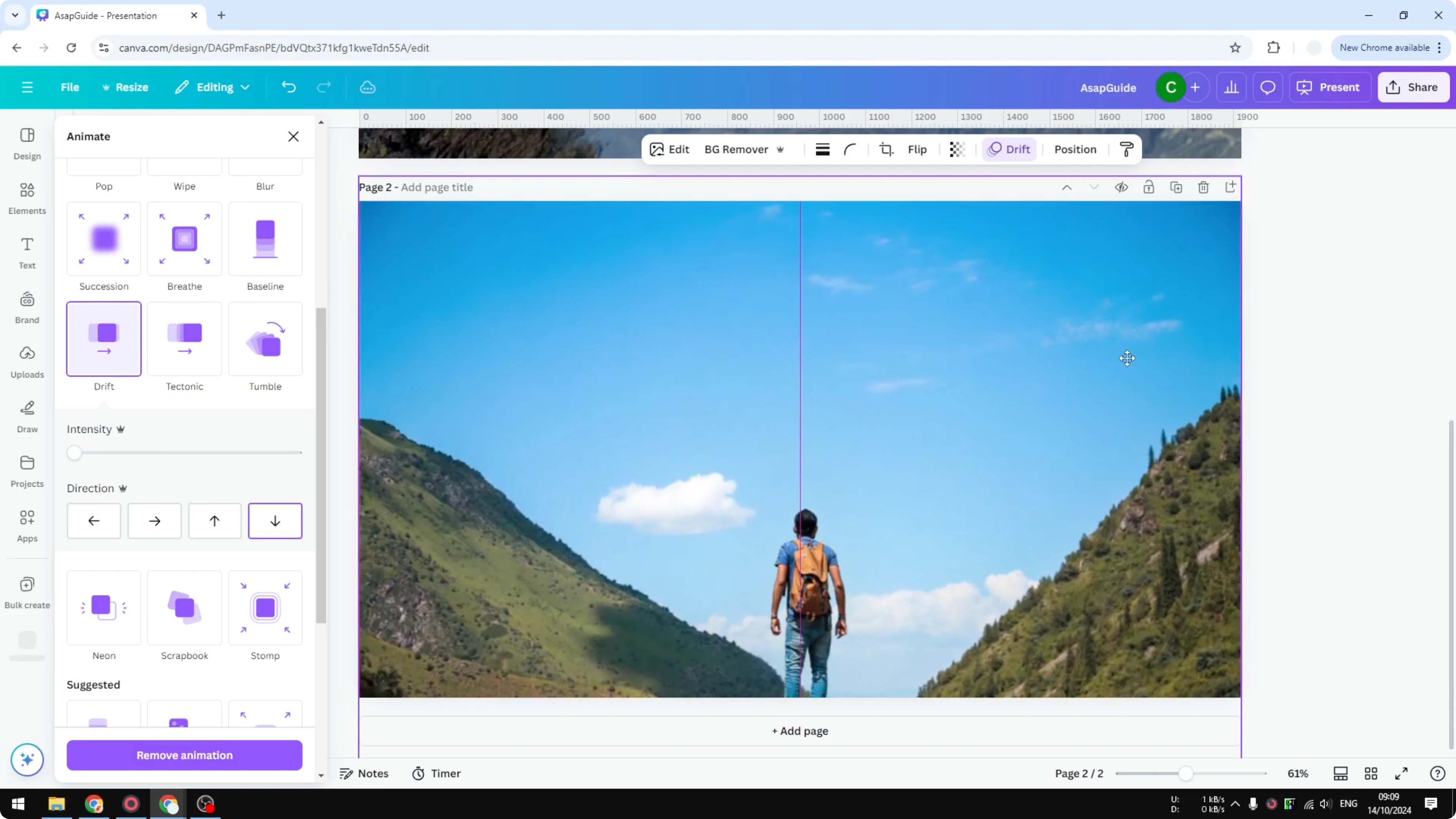 Screenshot from How to Create Parallax 3D Effect in Canva at 203s