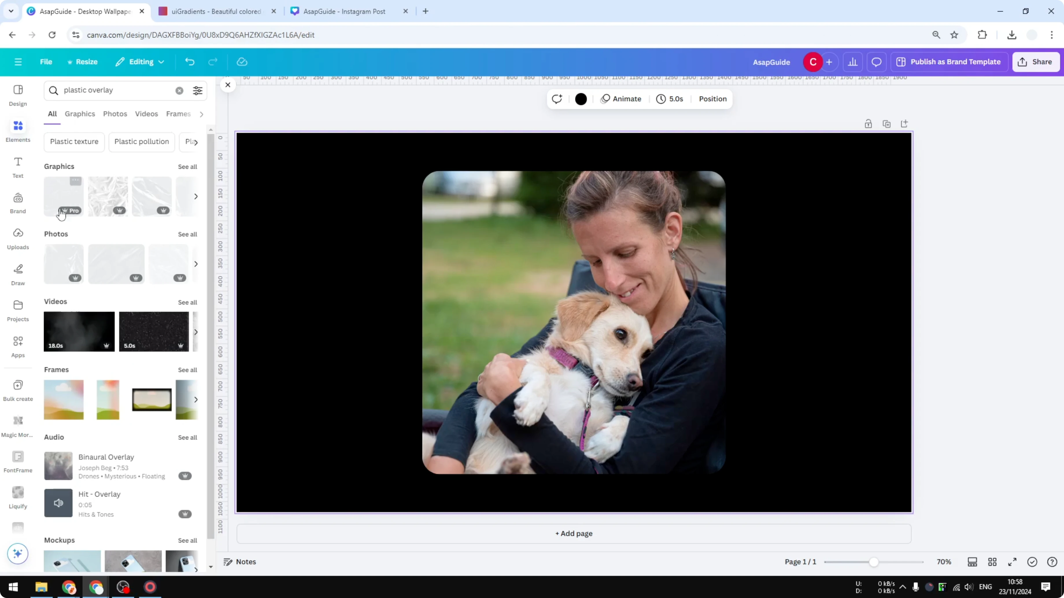 Screenshot from How to Create a Plastic Overlay Effect in Canva at 33s