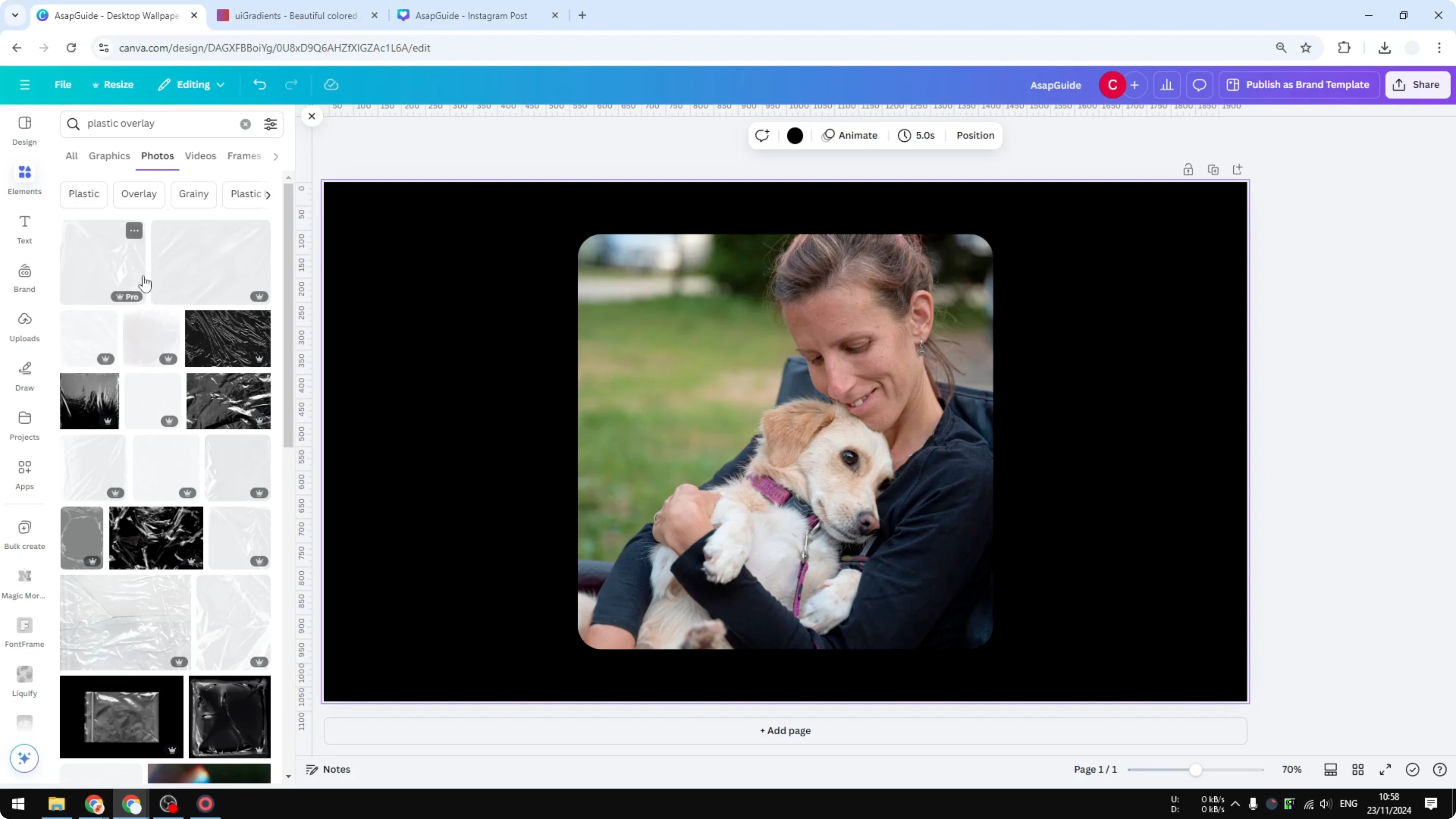 Screenshot from How to Create a Plastic Overlay Effect in Canva at 47s