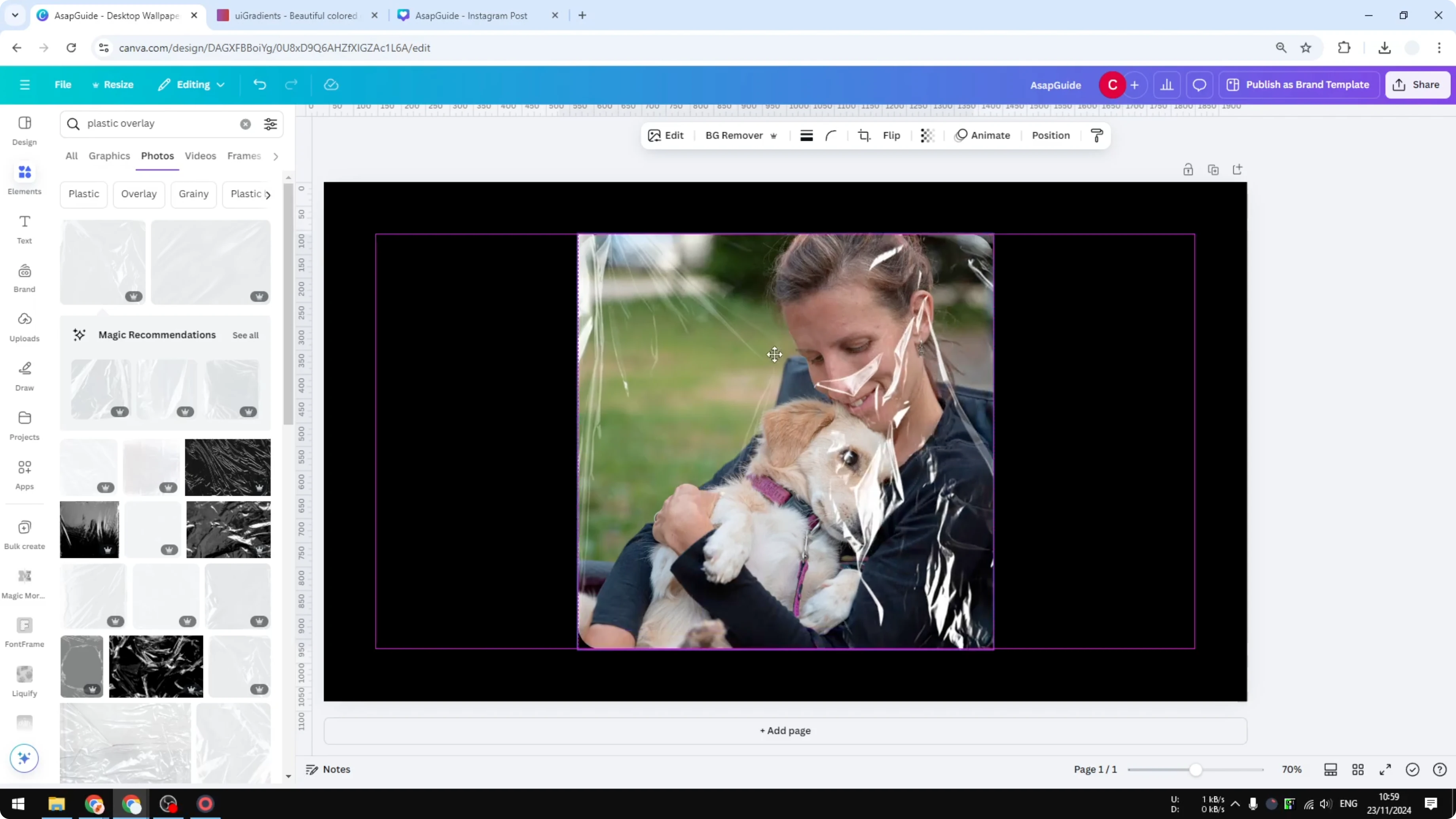 Screenshot from How to Create a Plastic Overlay Effect in Canva at 73s
