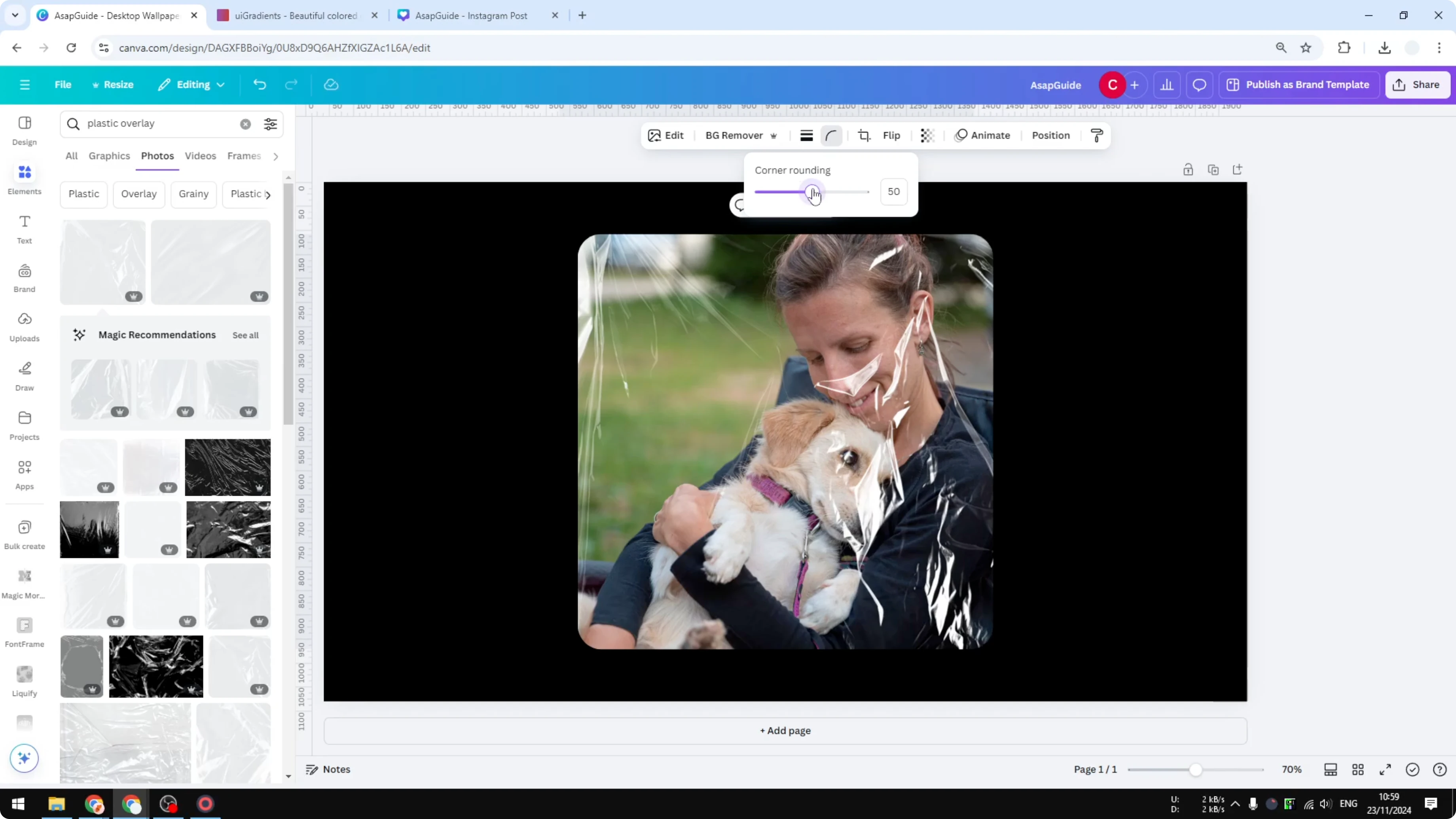 Screenshot from How to Create a Plastic Overlay Effect in Canva at 82s
