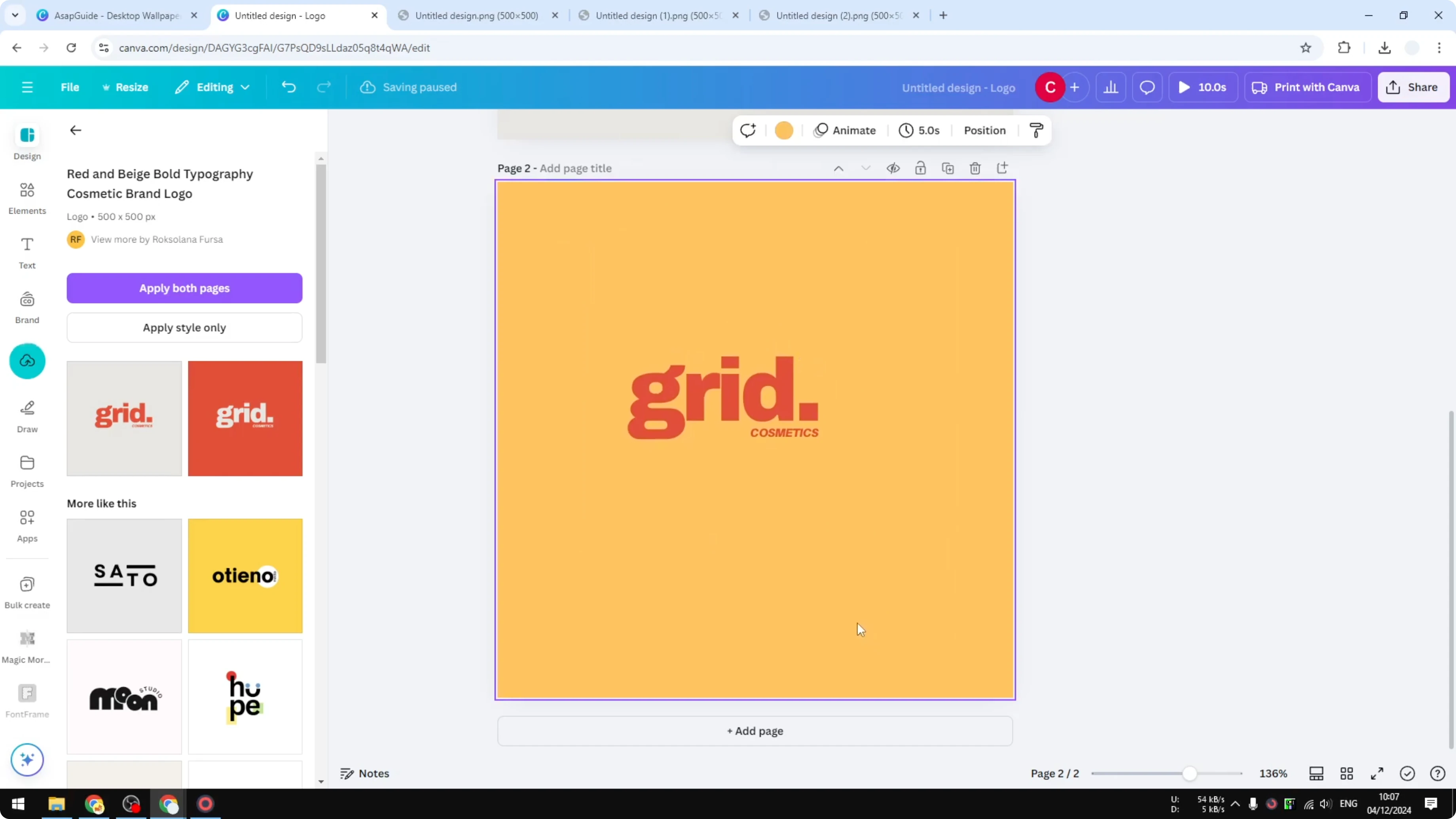 Screenshot from How to Create a PNG Transparent Logo in Canva at 226s