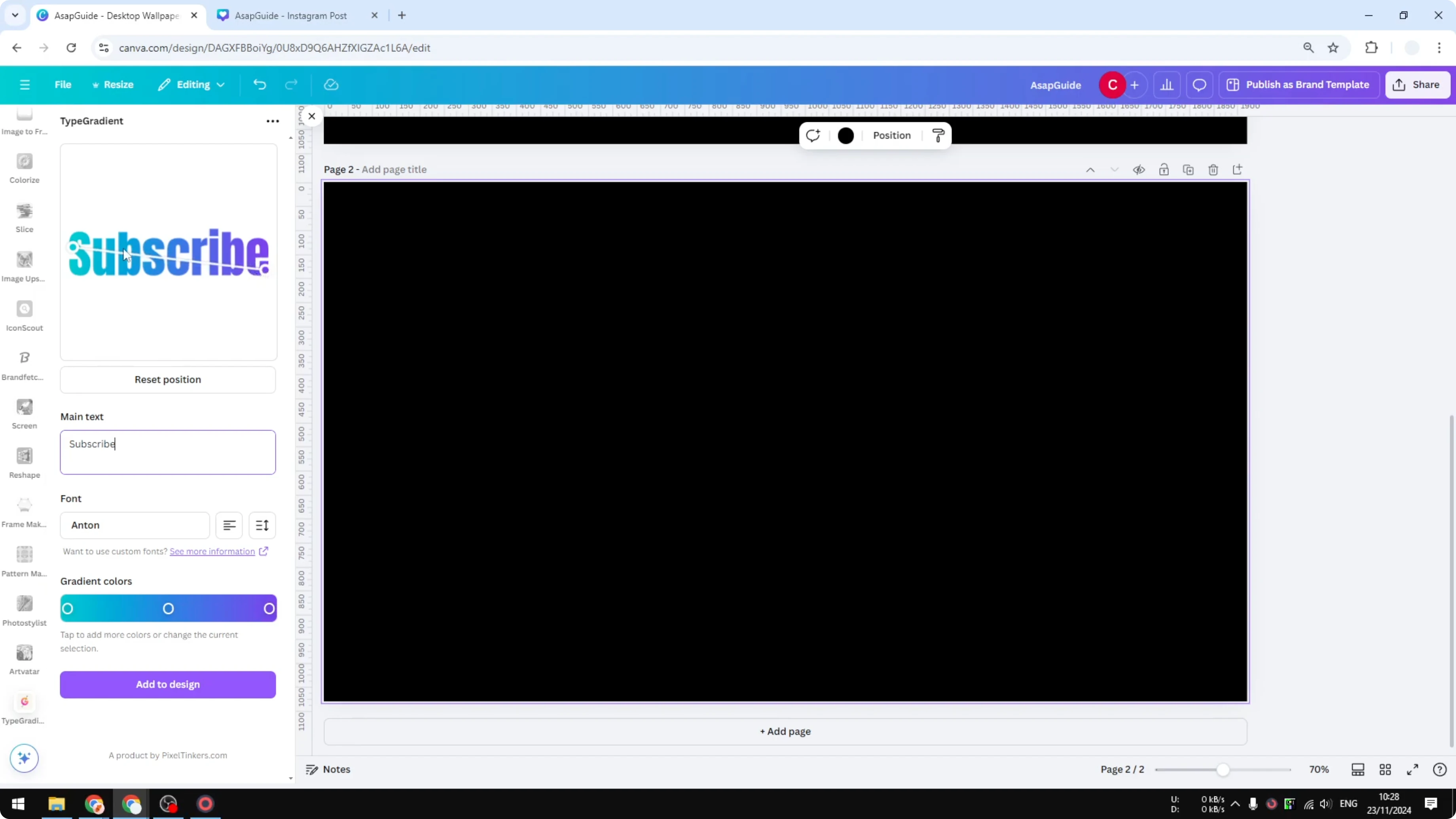 Screenshot from How to Create Rainbow Text in Canva at 110s