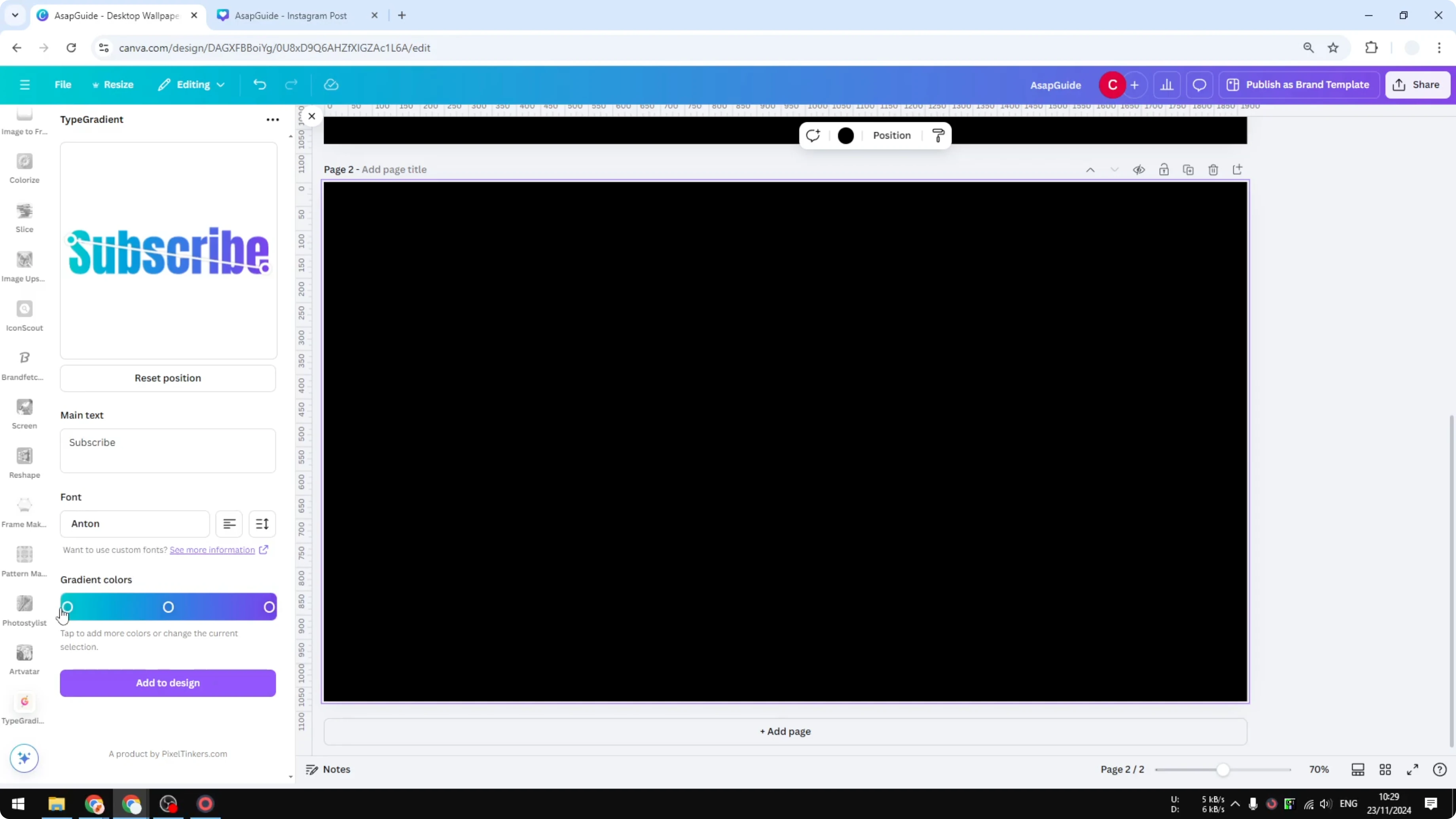 Screenshot from How to Create Rainbow Text in Canva at 133s