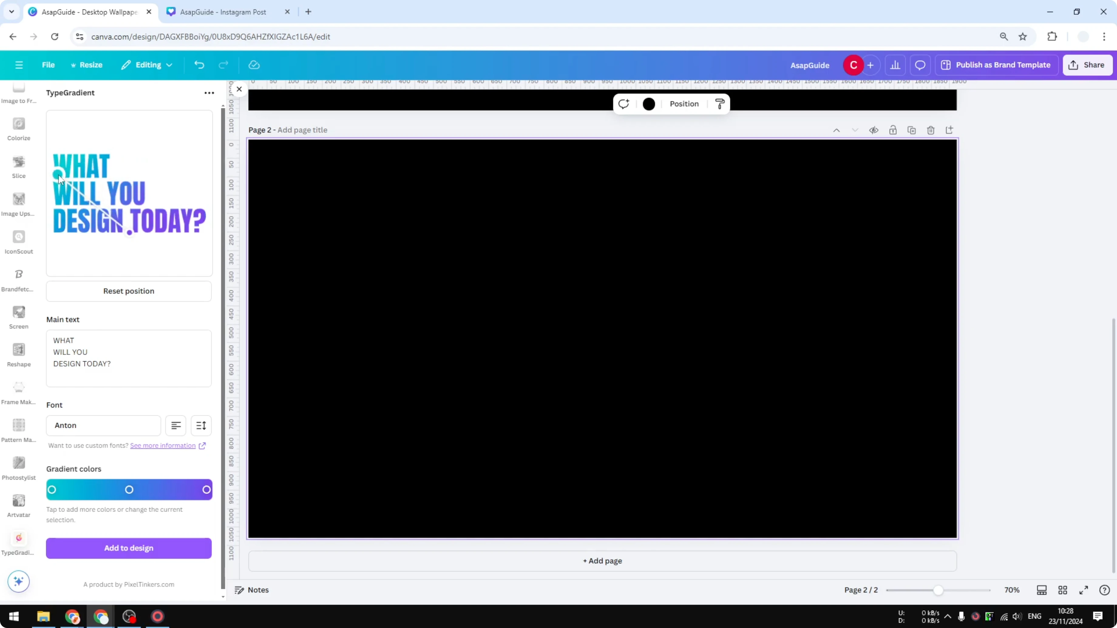 Screenshot from How to Create Rainbow Text in Canva at 99s