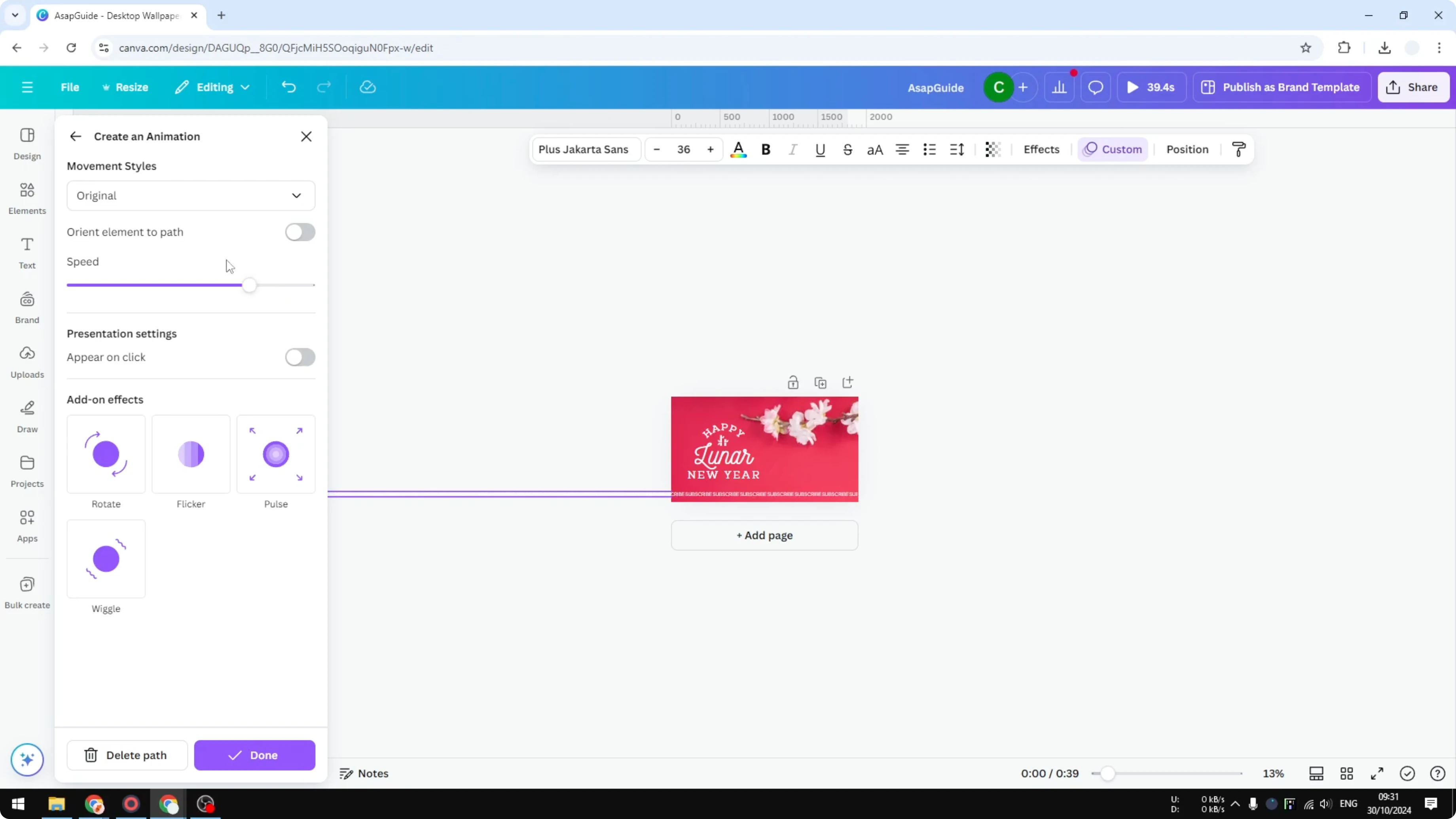 Screenshot from How to Create Running Text Effect in Canva at 129s