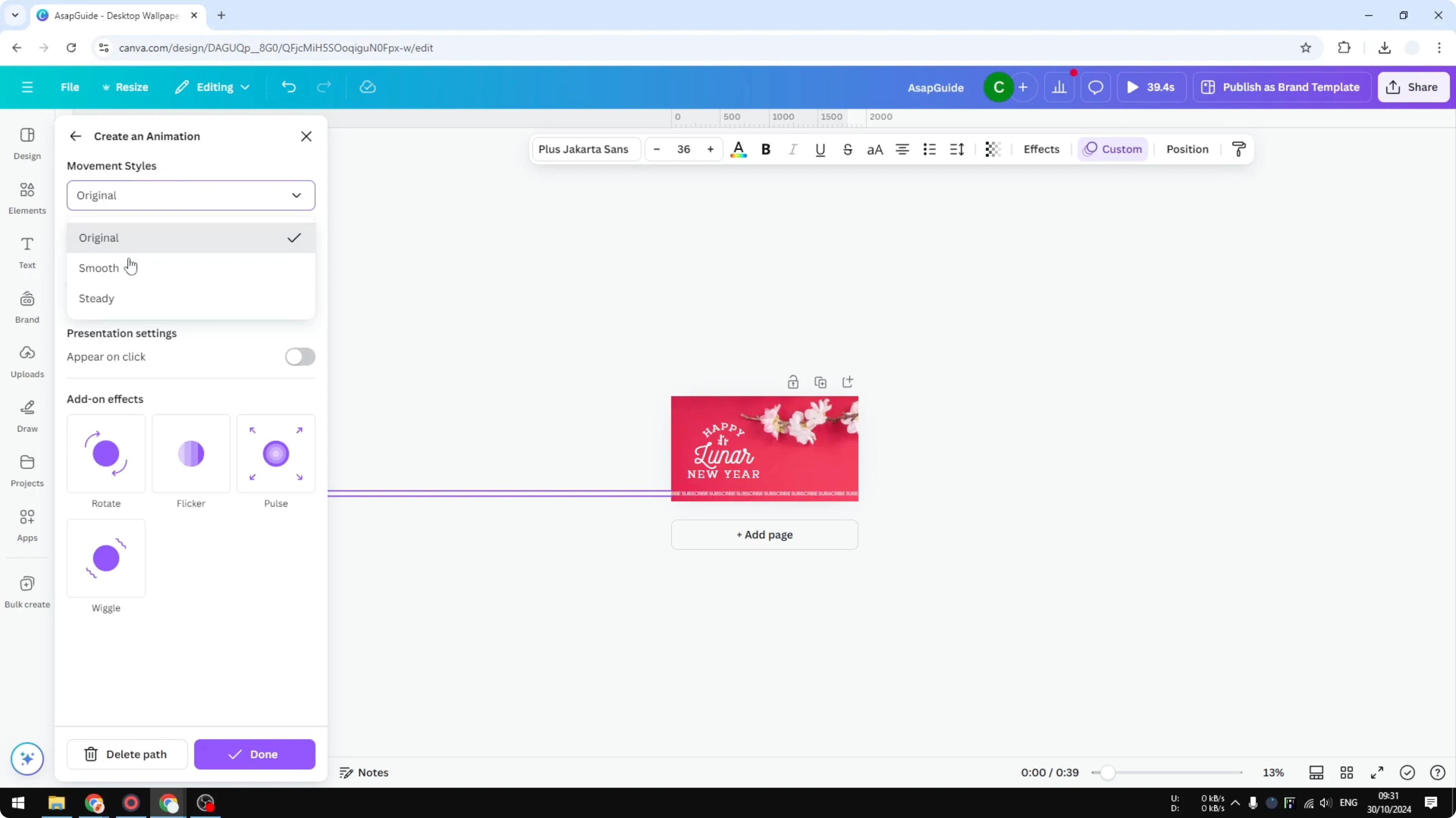 Screenshot from How to Create Running Text Effect in Canva at 134s