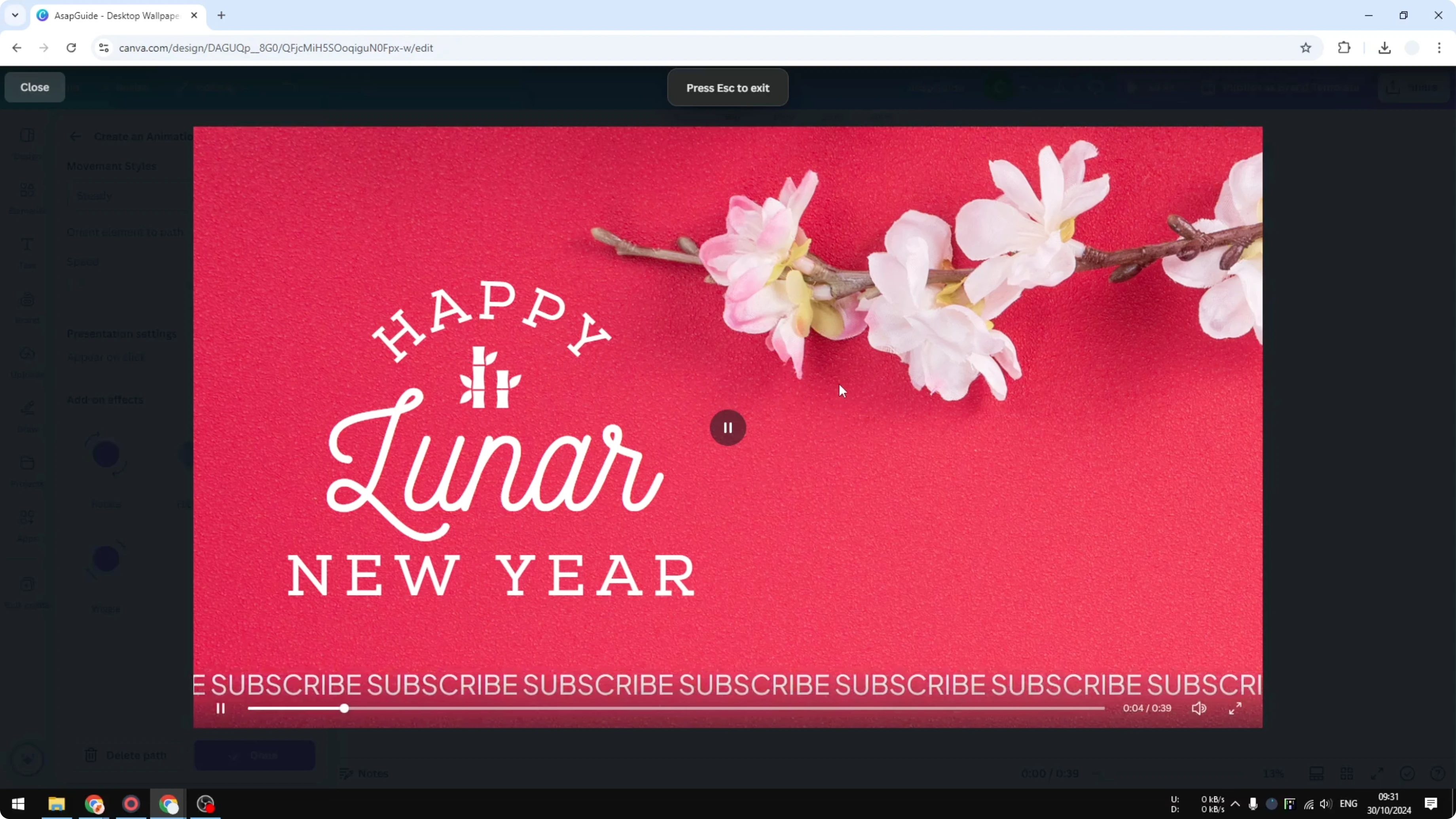 Screenshot from How to Create Running Text Effect in Canva at 144s