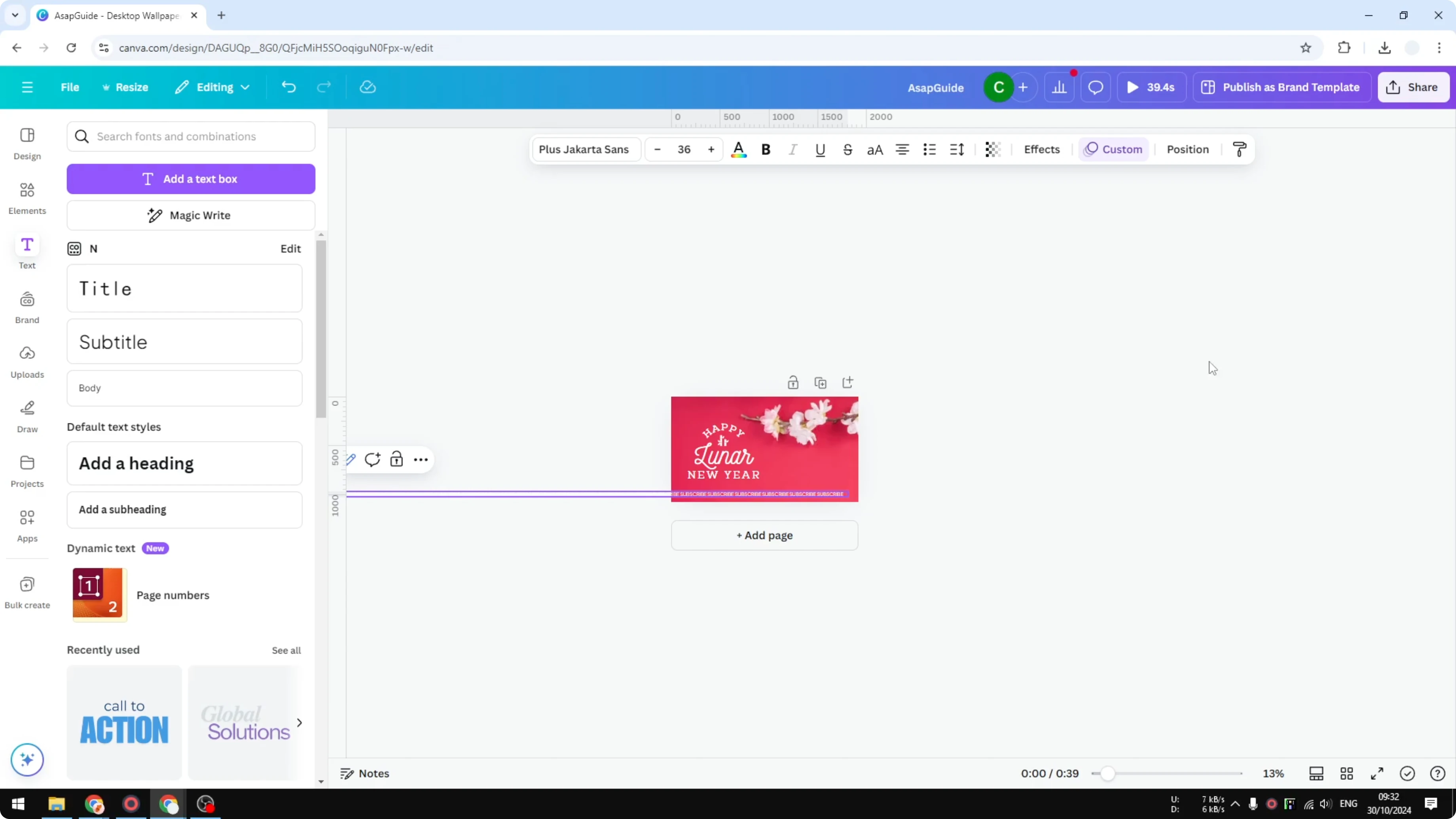 Screenshot from How to Create Running Text Effect in Canva at 173s
