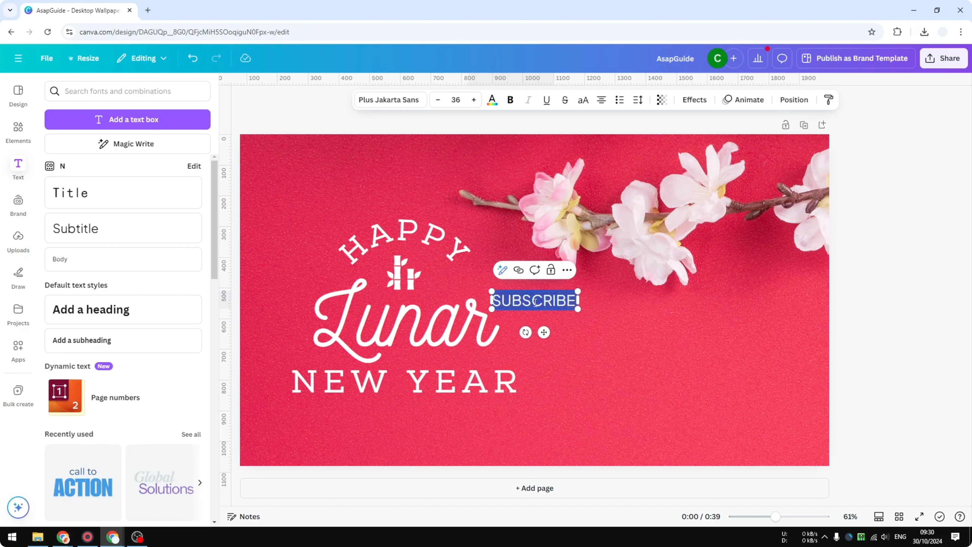 Screenshot from How to Create Running Text Effect in Canva at 48s