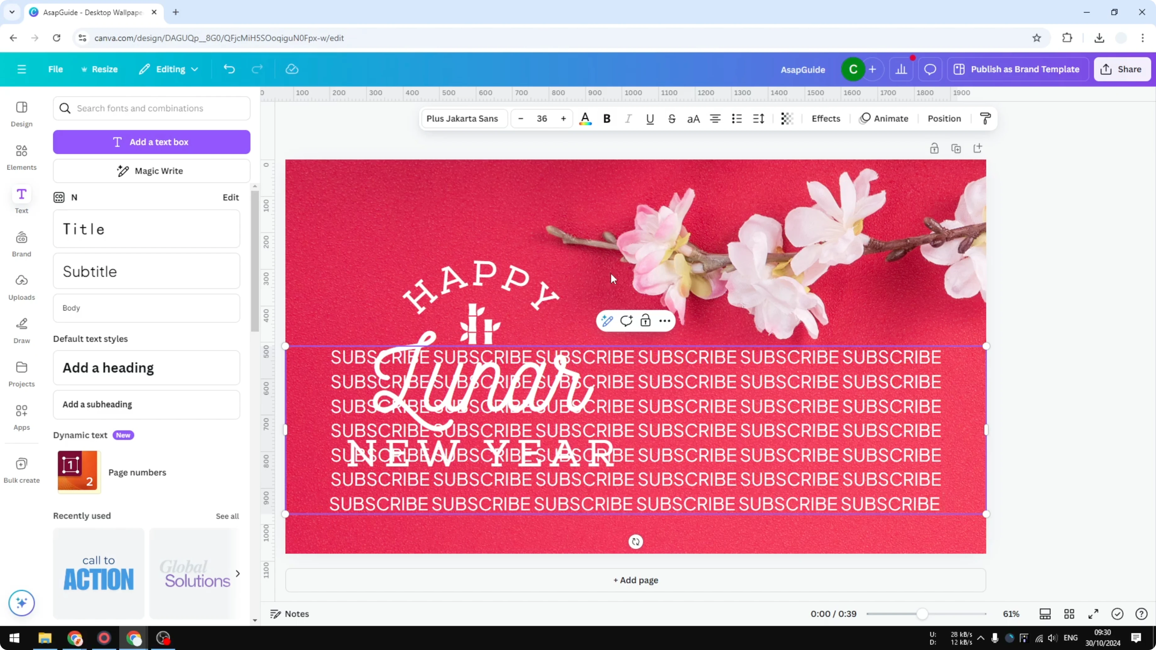 Screenshot from How to Create Running Text Effect in Canva at 65s