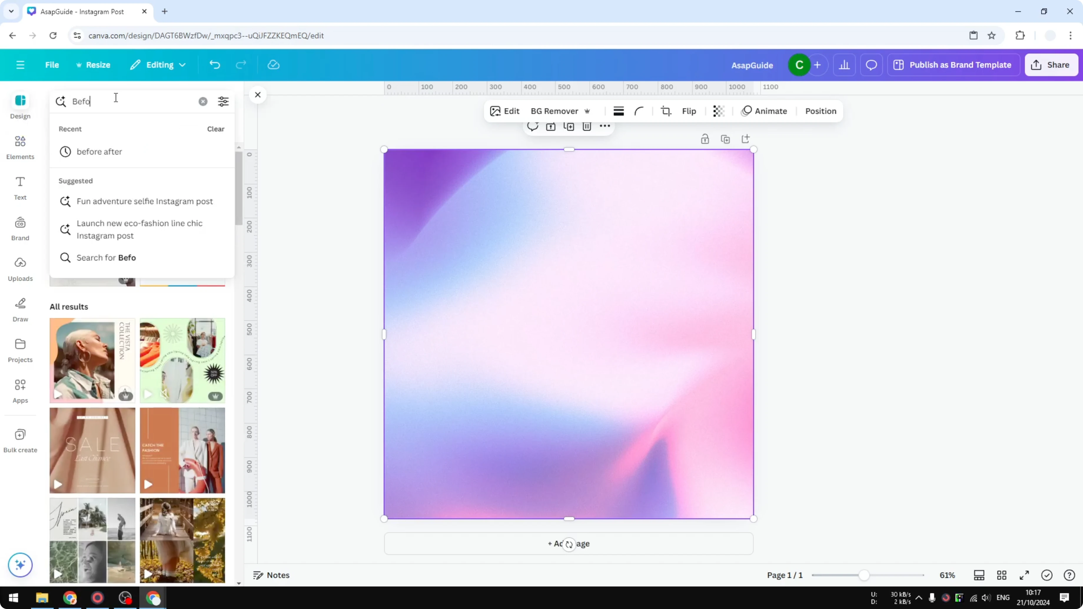 Screenshot from How to Create a Simple Before and After Image in Canva at 37s