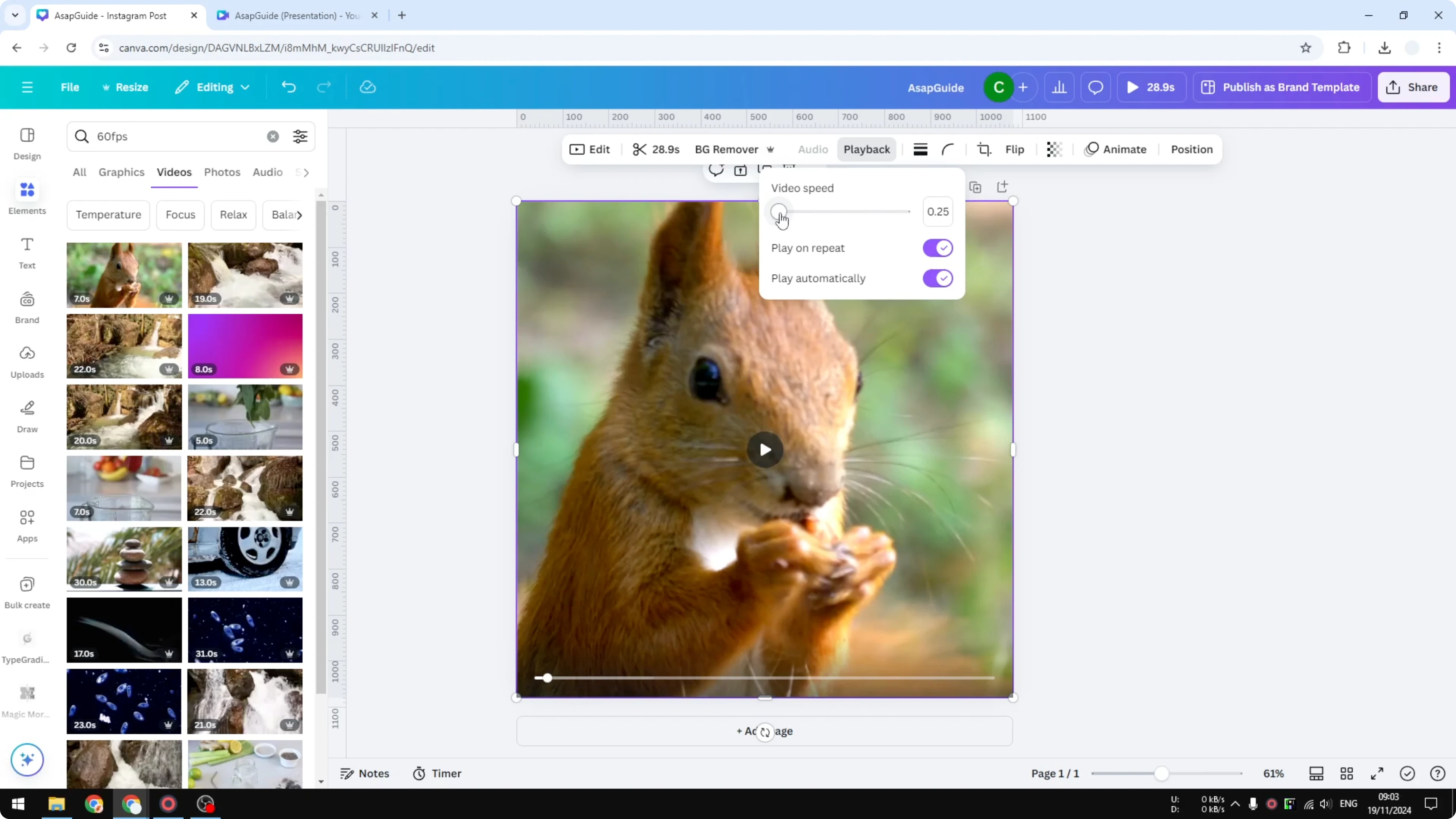 Screenshot from How to Create a Slow Motion Effect in Canva Video at 75s