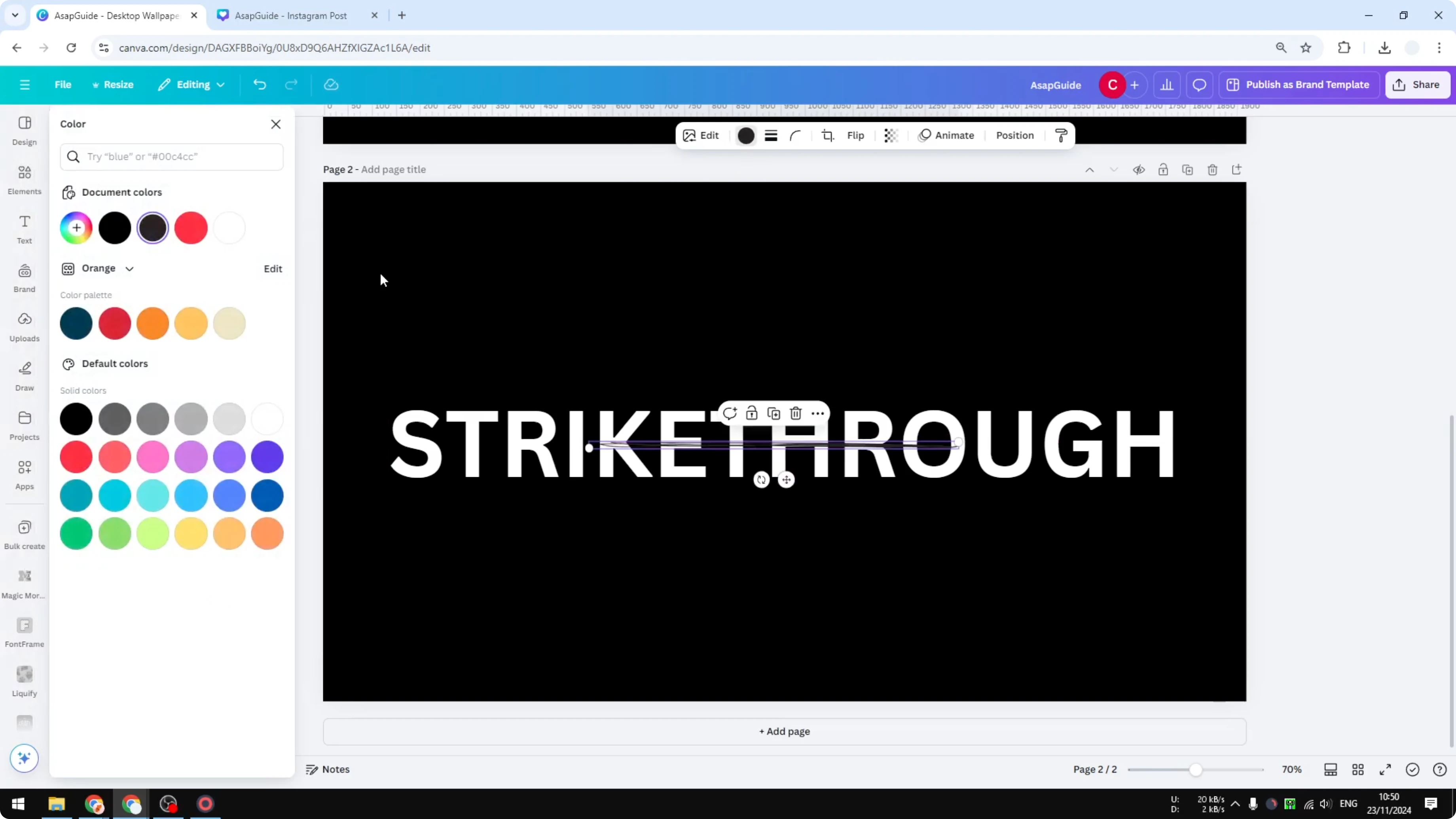 Screenshot from How to Create a Strikethrough Effect in Canva at 106s