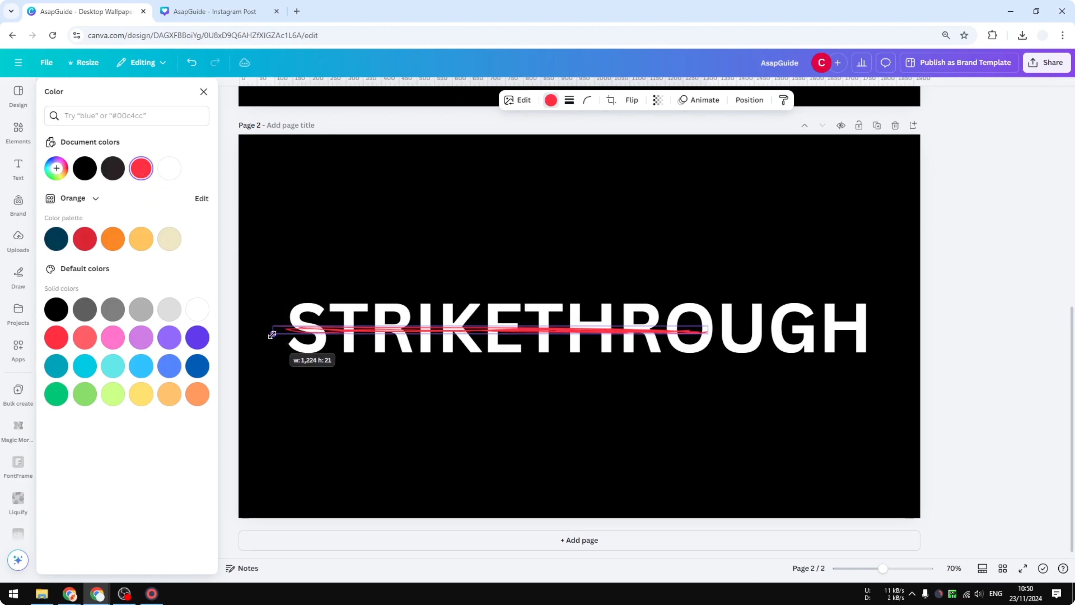 Screenshot from How to Create a Strikethrough Effect in Canva at 111s