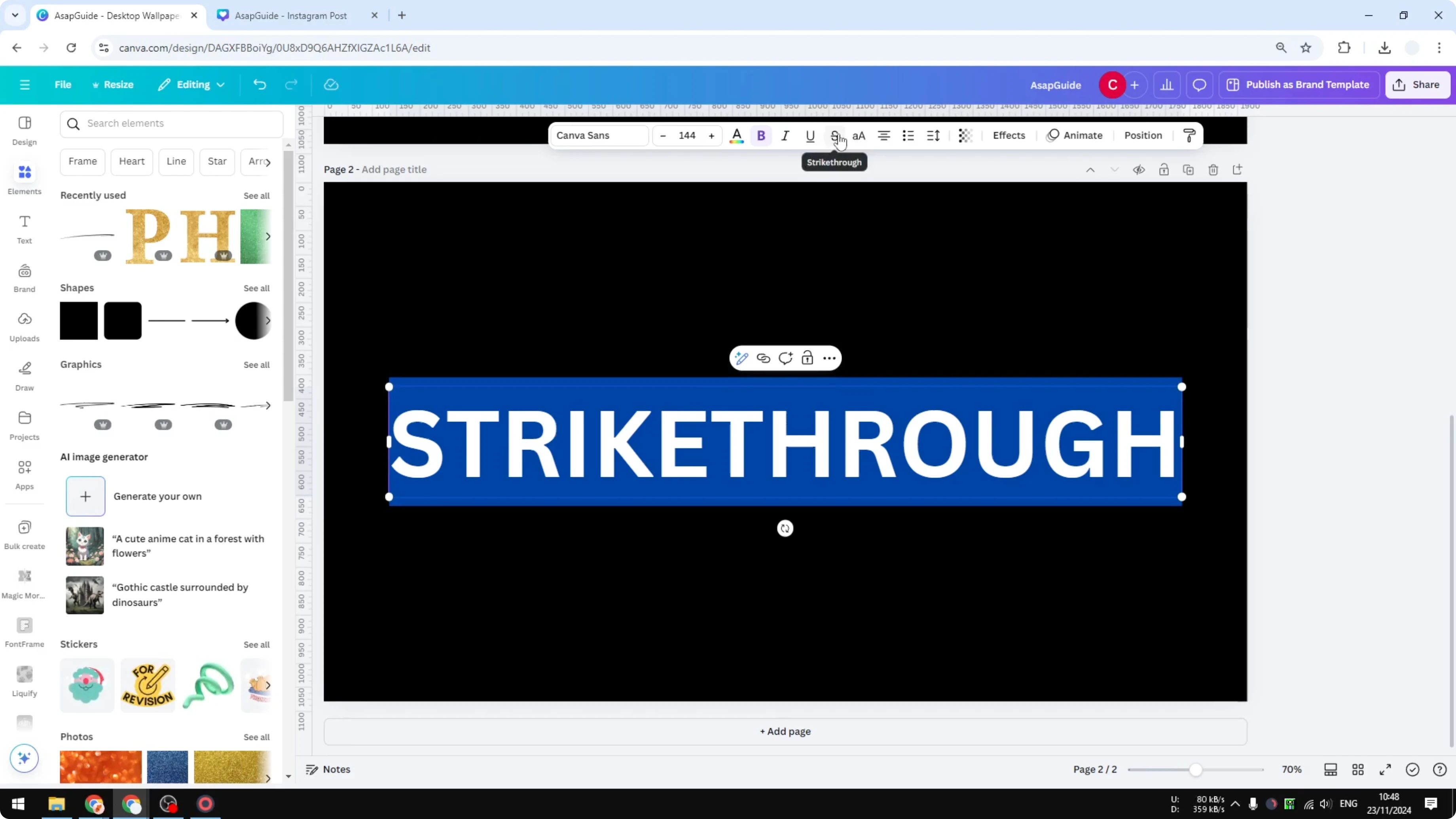 Screenshot from How to Create a Strikethrough Effect in Canva at 24s