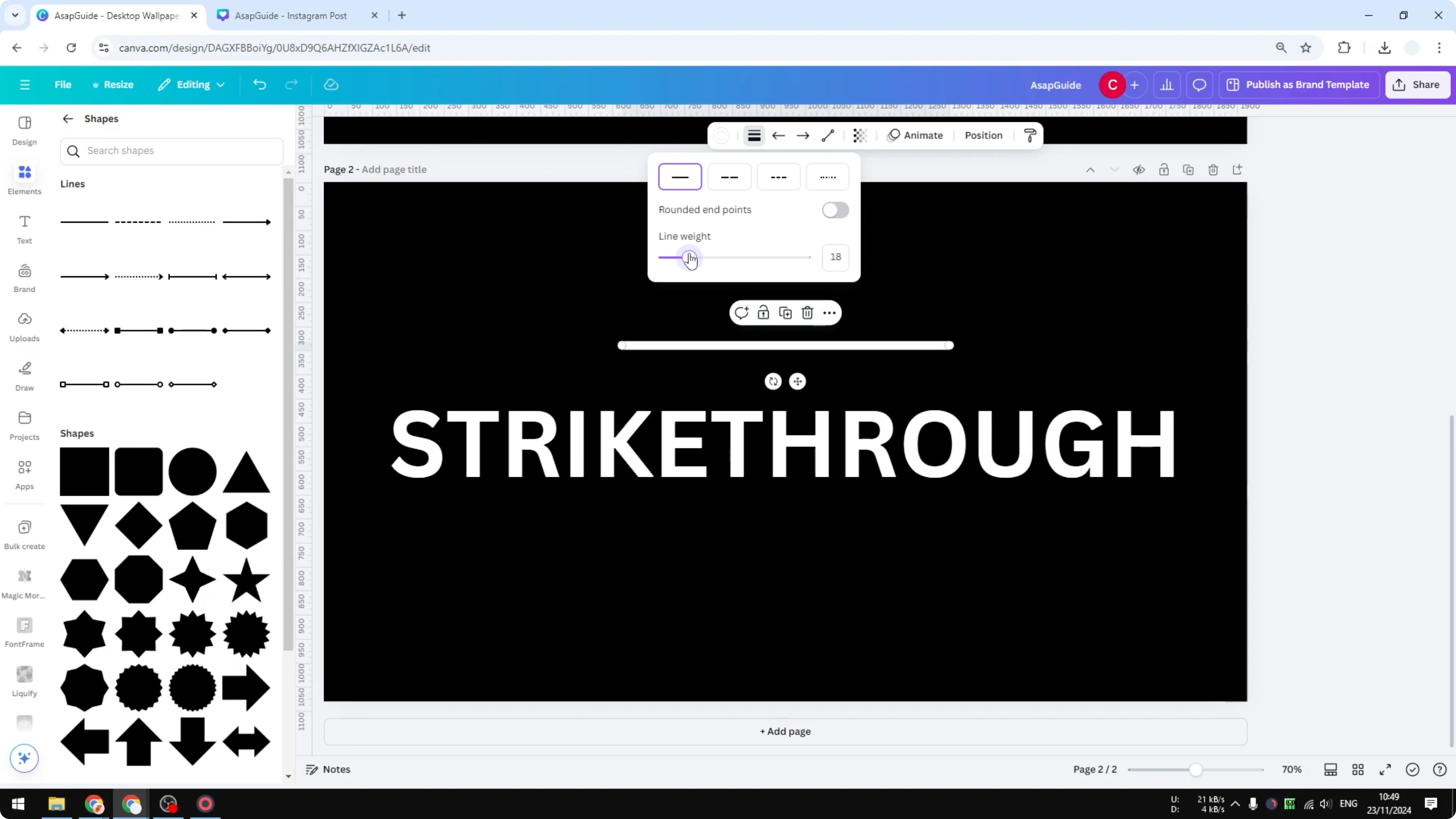 Screenshot from How to Create a Strikethrough Effect in Canva at 46s