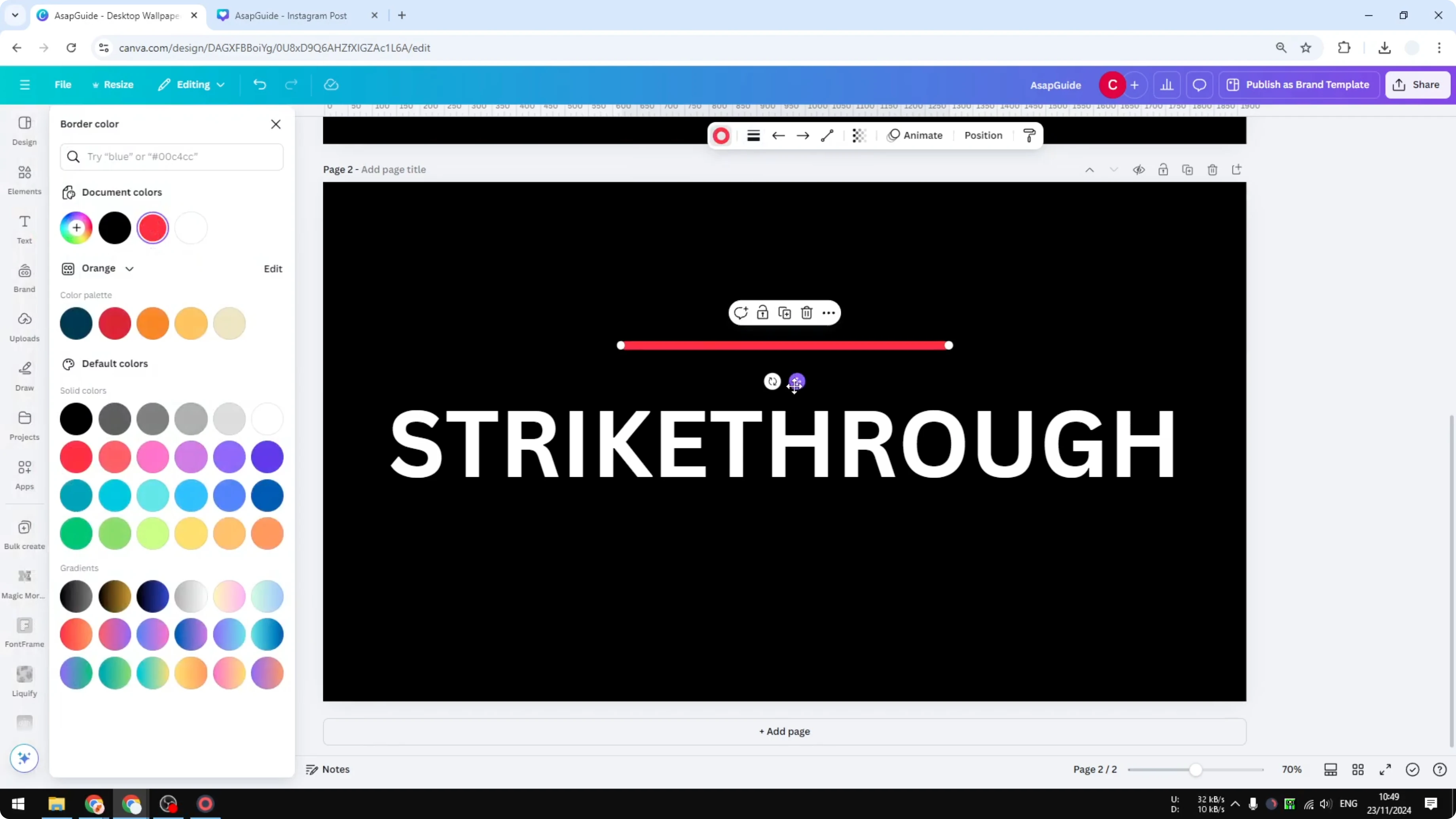 Screenshot from How to Create a Strikethrough Effect in Canva at 57s