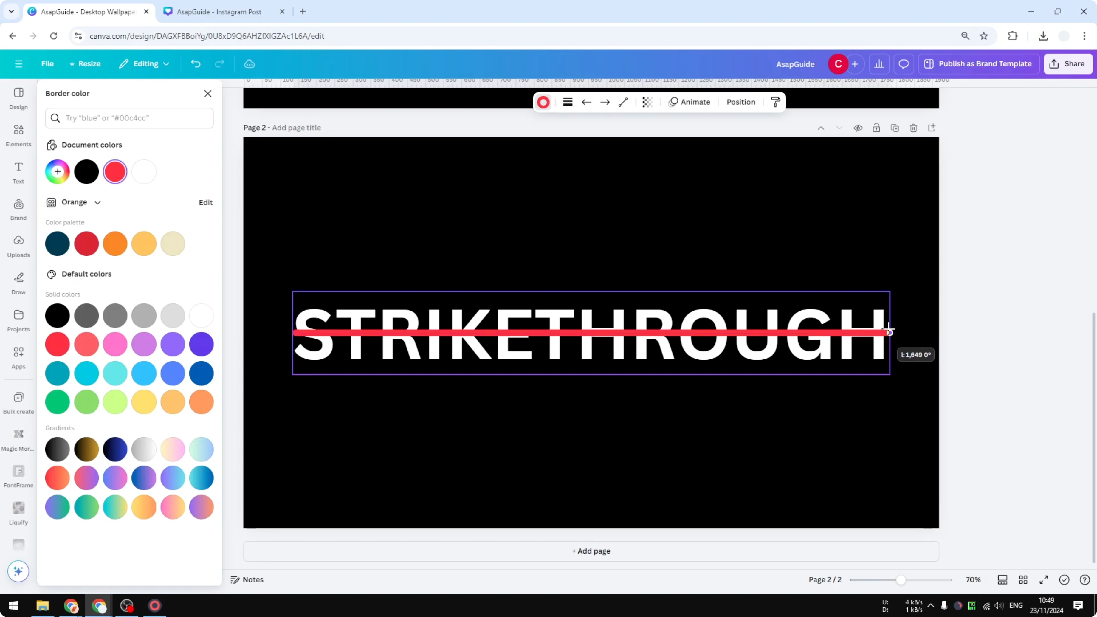 Screenshot from How to Create a Strikethrough Effect in Canva at 63s