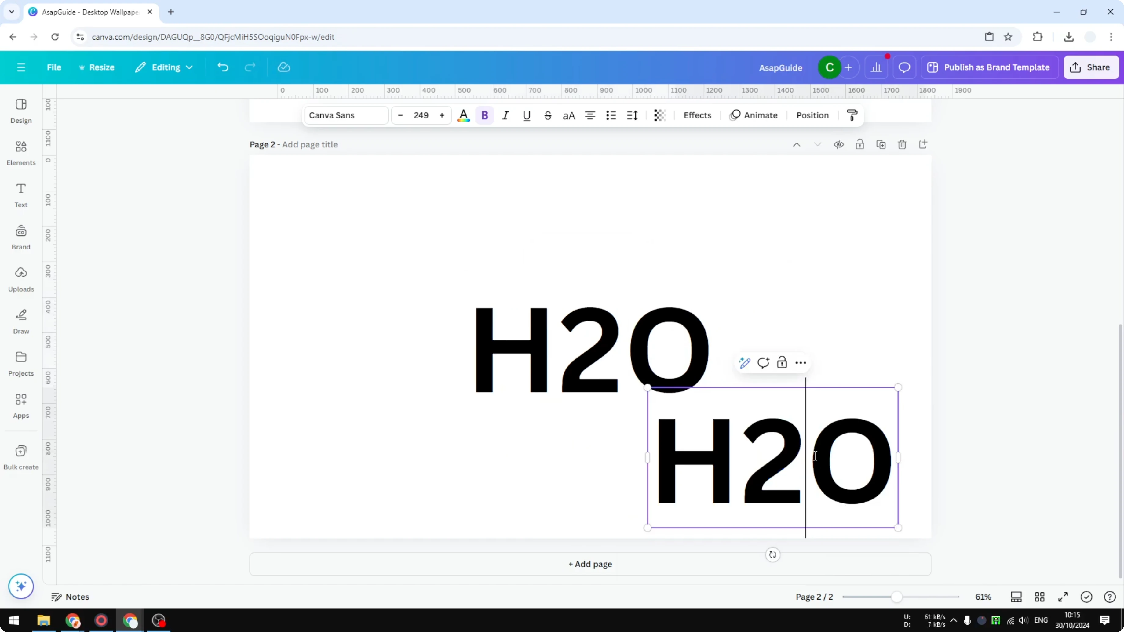Screenshot from How to Create Subscript in Canva at 43s