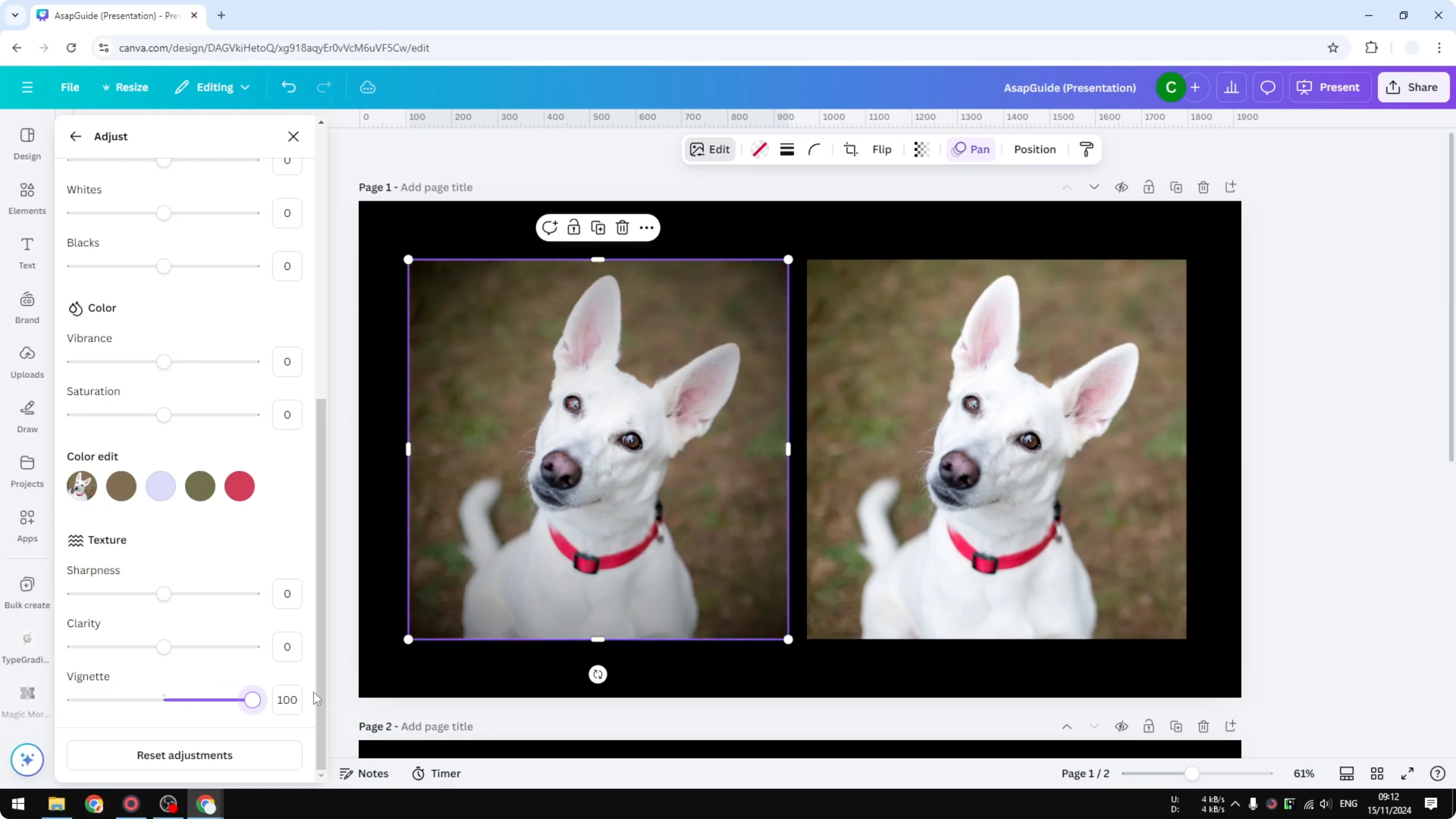 Screenshot from How to Create Vignette Effect for Photo in Canva at 64s